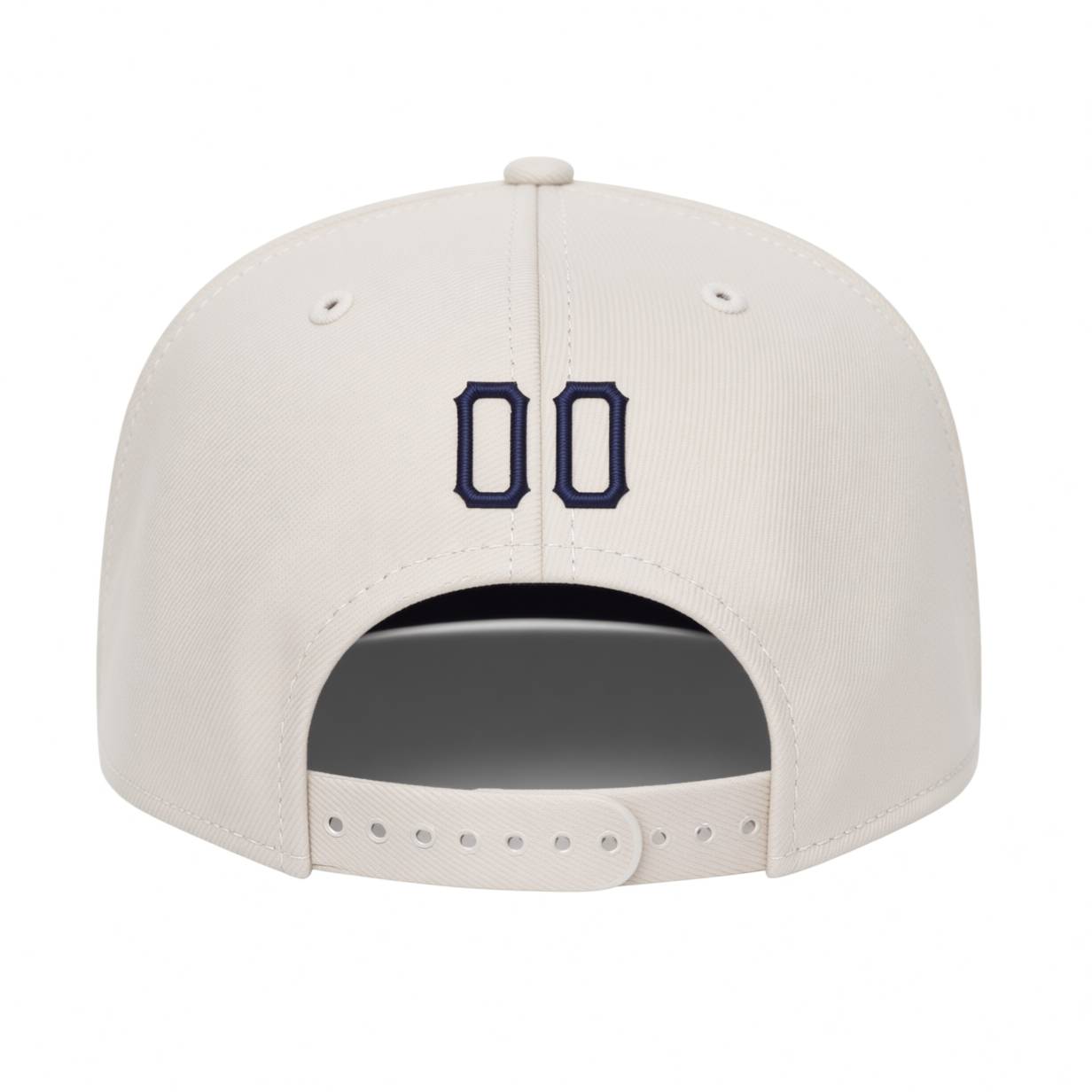 Custom White & Navy Stitched Adjustable Snapback Hat