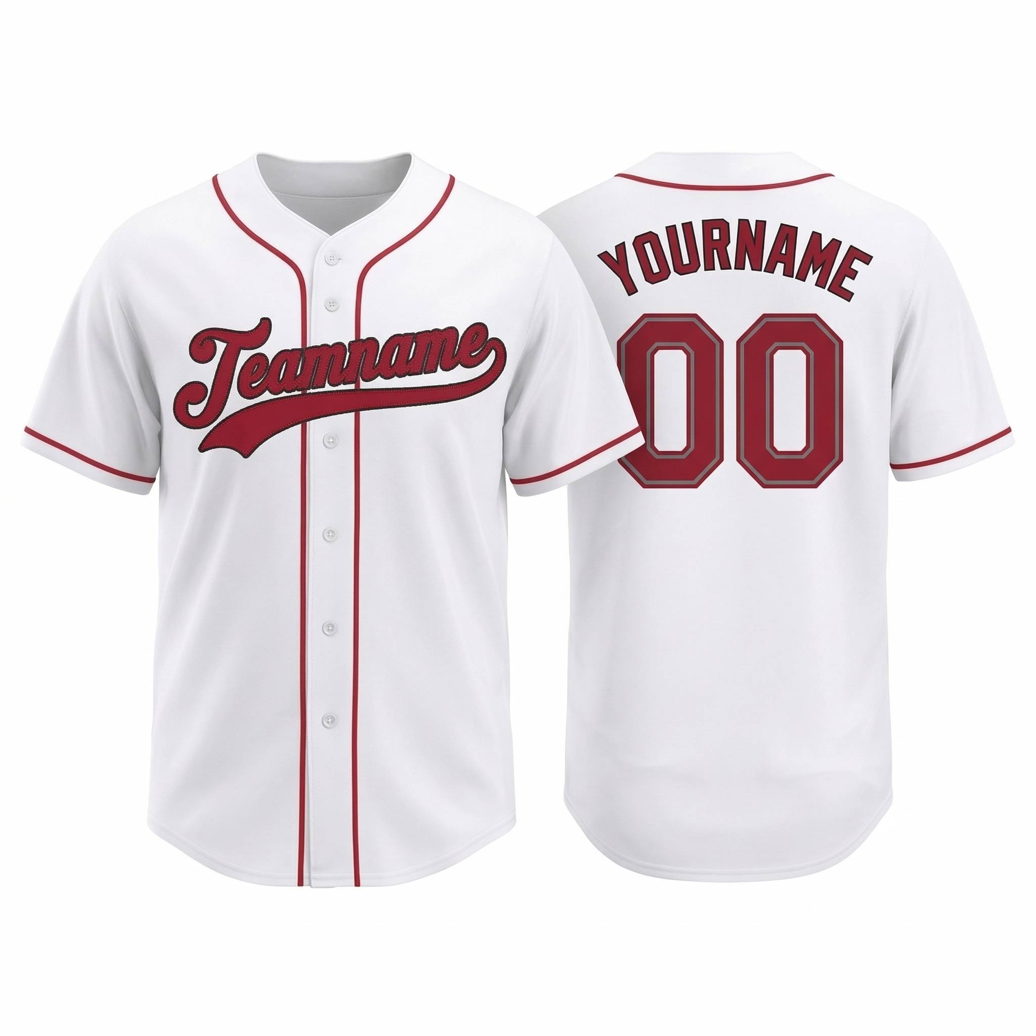 Custom White & Red Baseball Jersey