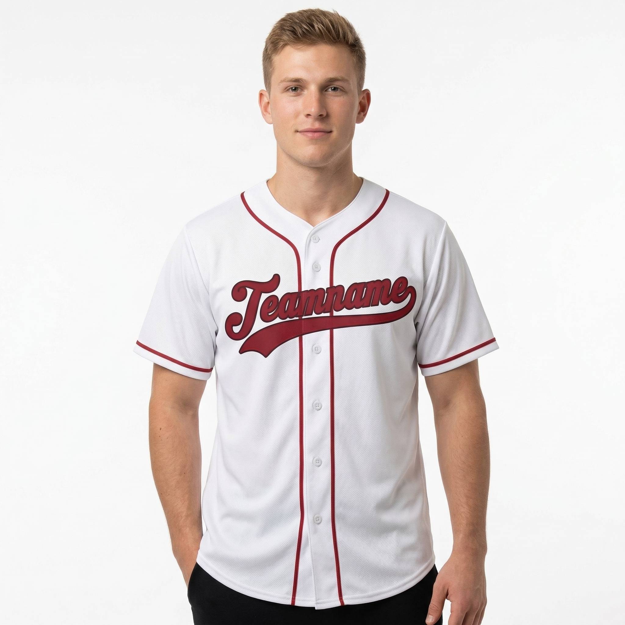 Custom White & Red Baseball Jersey