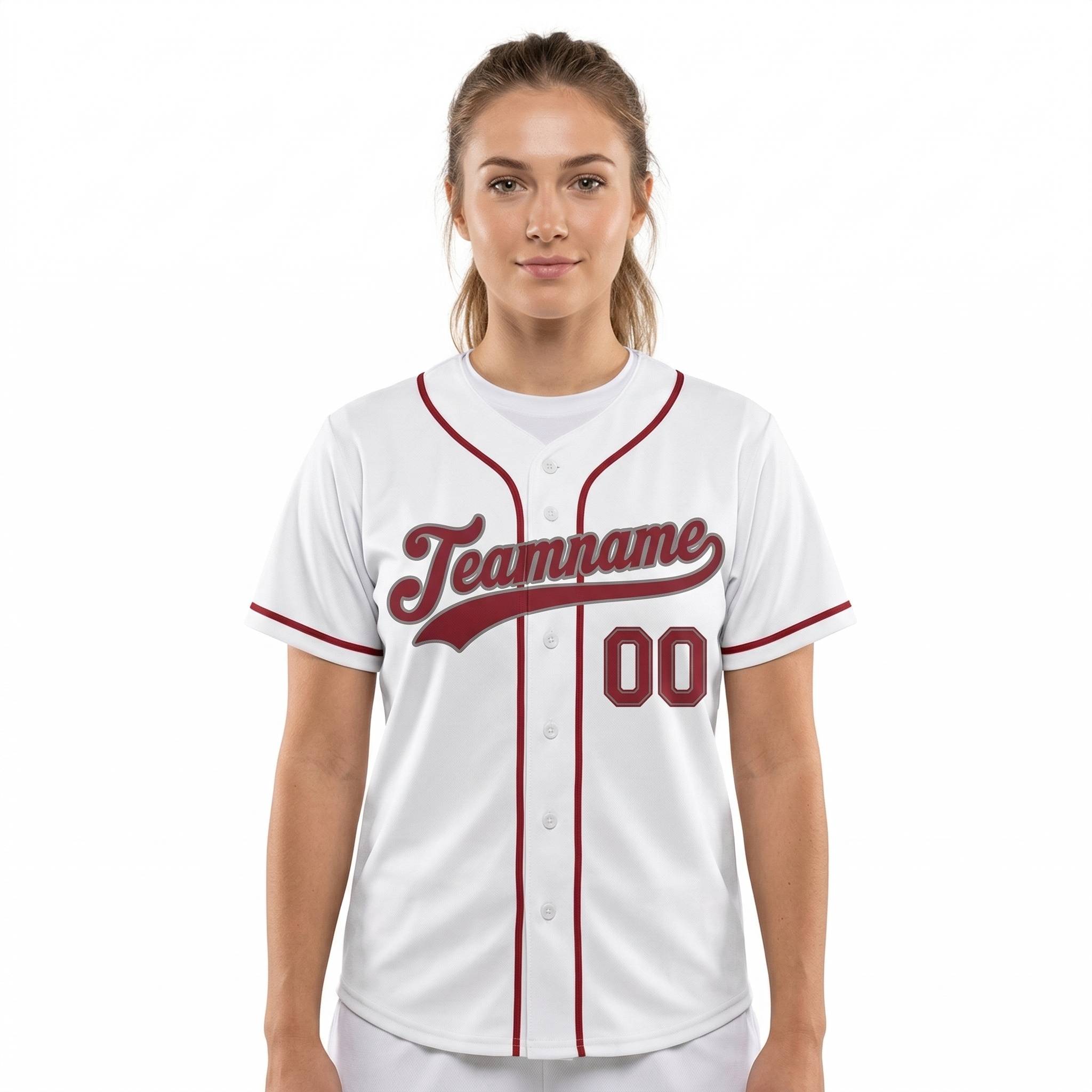 Custom White & Red Baseball Jersey