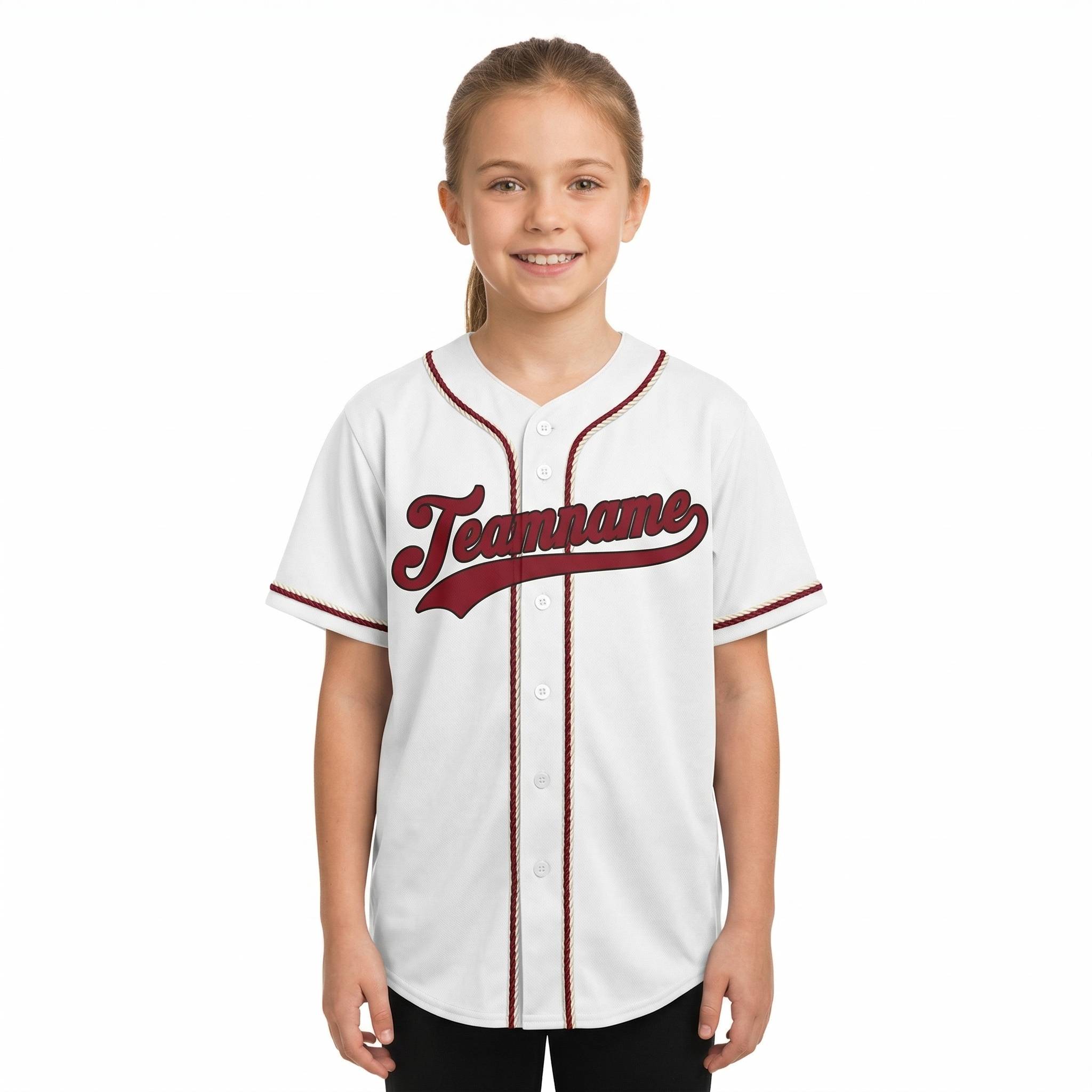 Custom White & Red Baseball Jersey