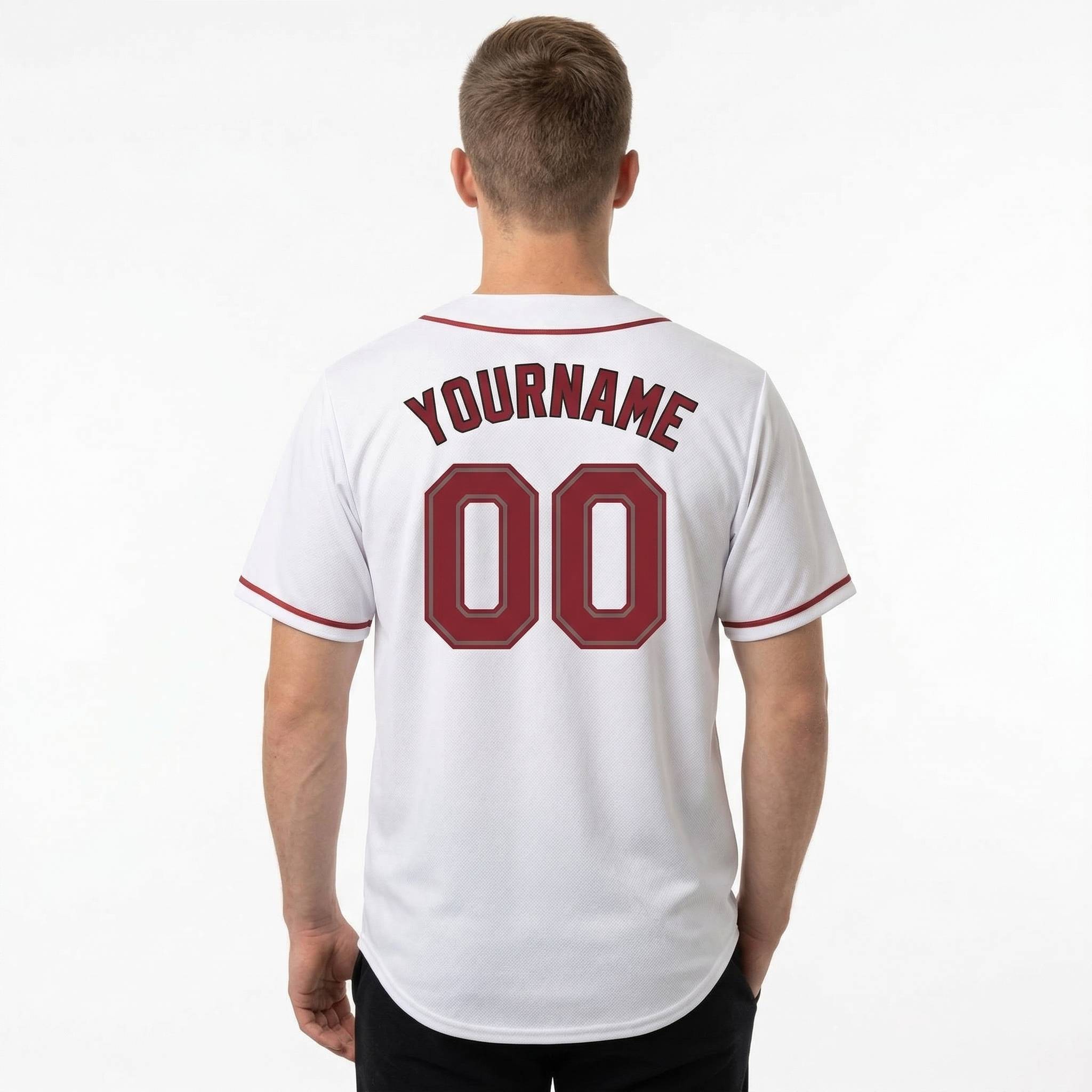 Custom White & Red Baseball Jersey