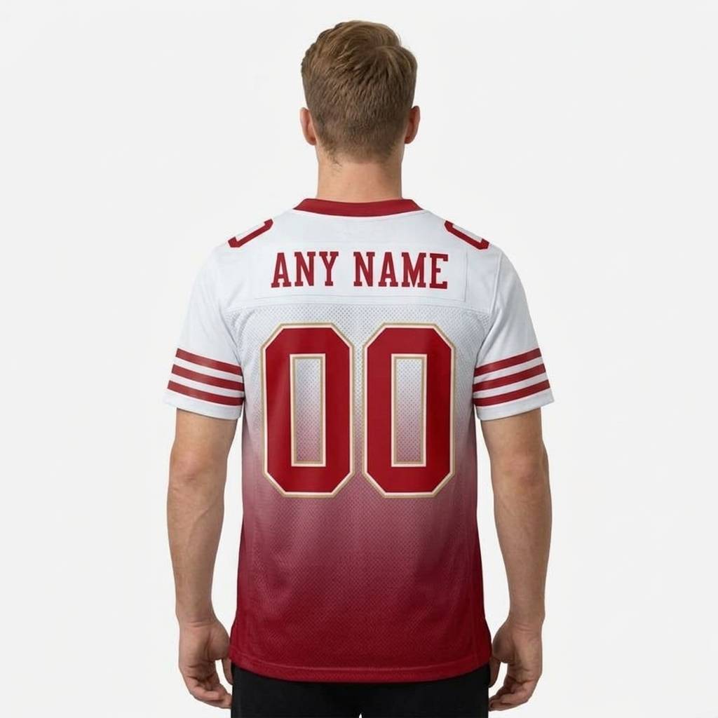 Custom White & Red Gradient Football Jersey