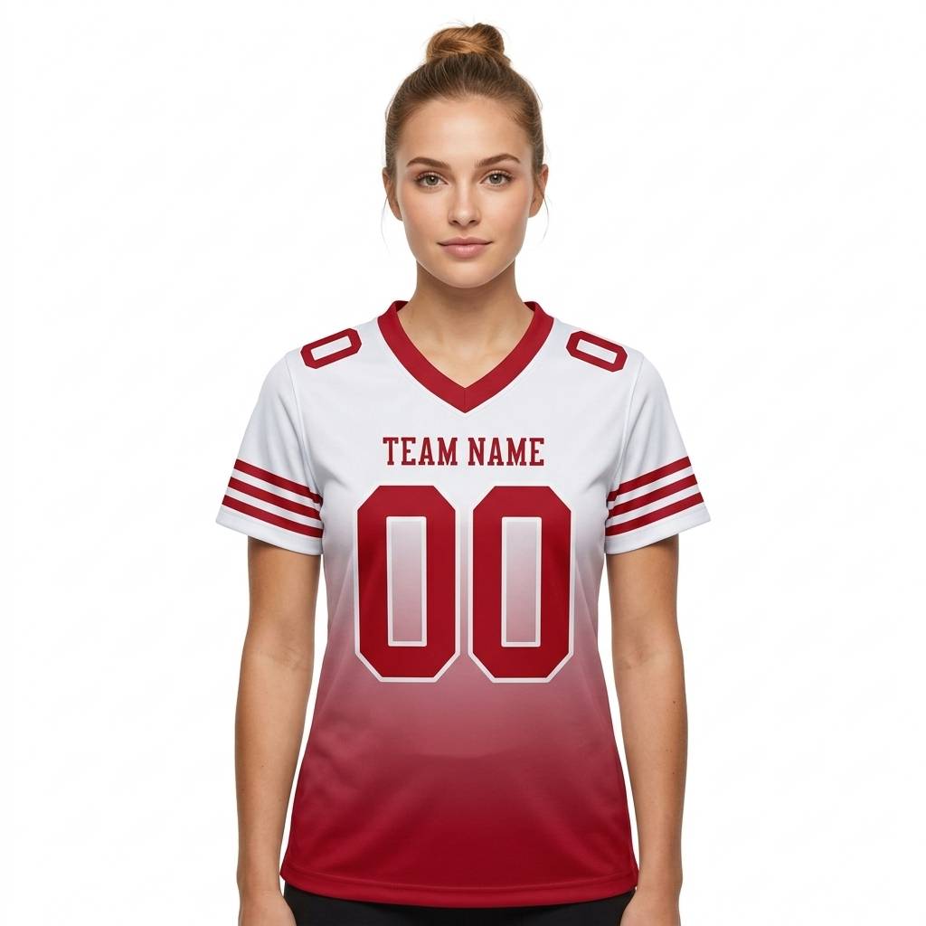 Custom White & Red Gradient Football Jersey
