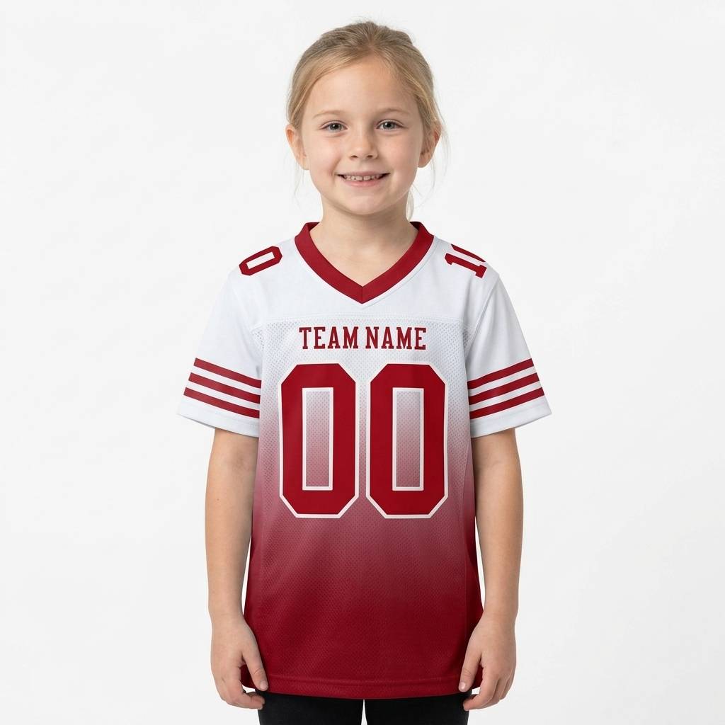 Custom White & Red Gradient Football Jersey