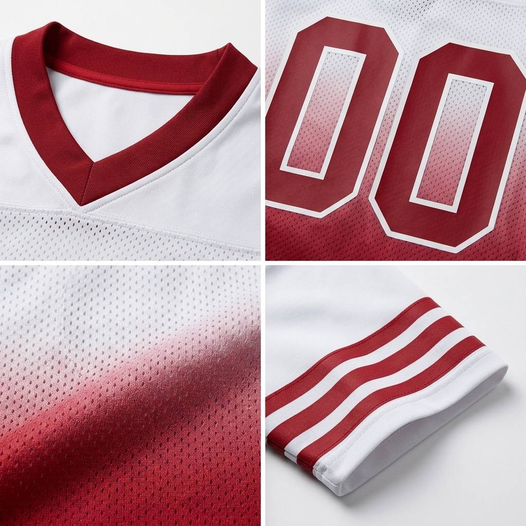 Custom White & Red Gradient Football Jersey