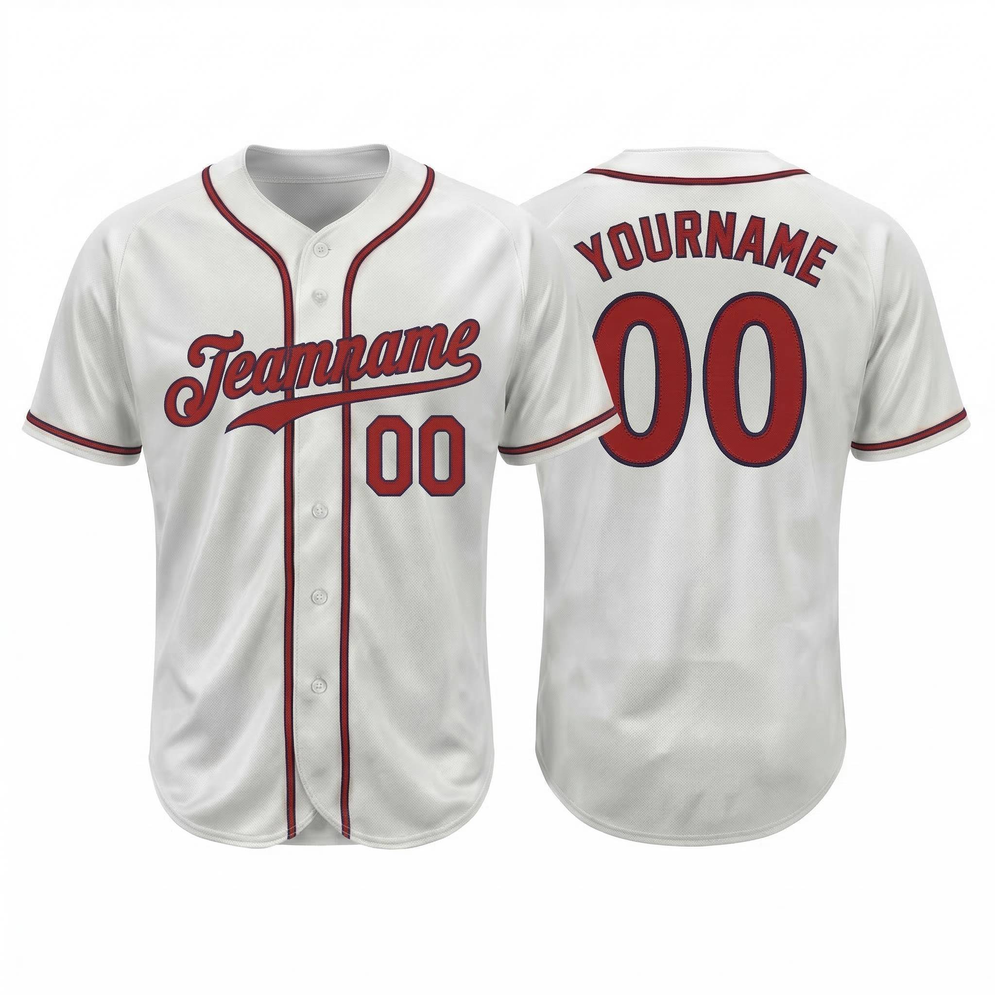 Custom White & Red/Navy Classic Fashion Baseball Jersey