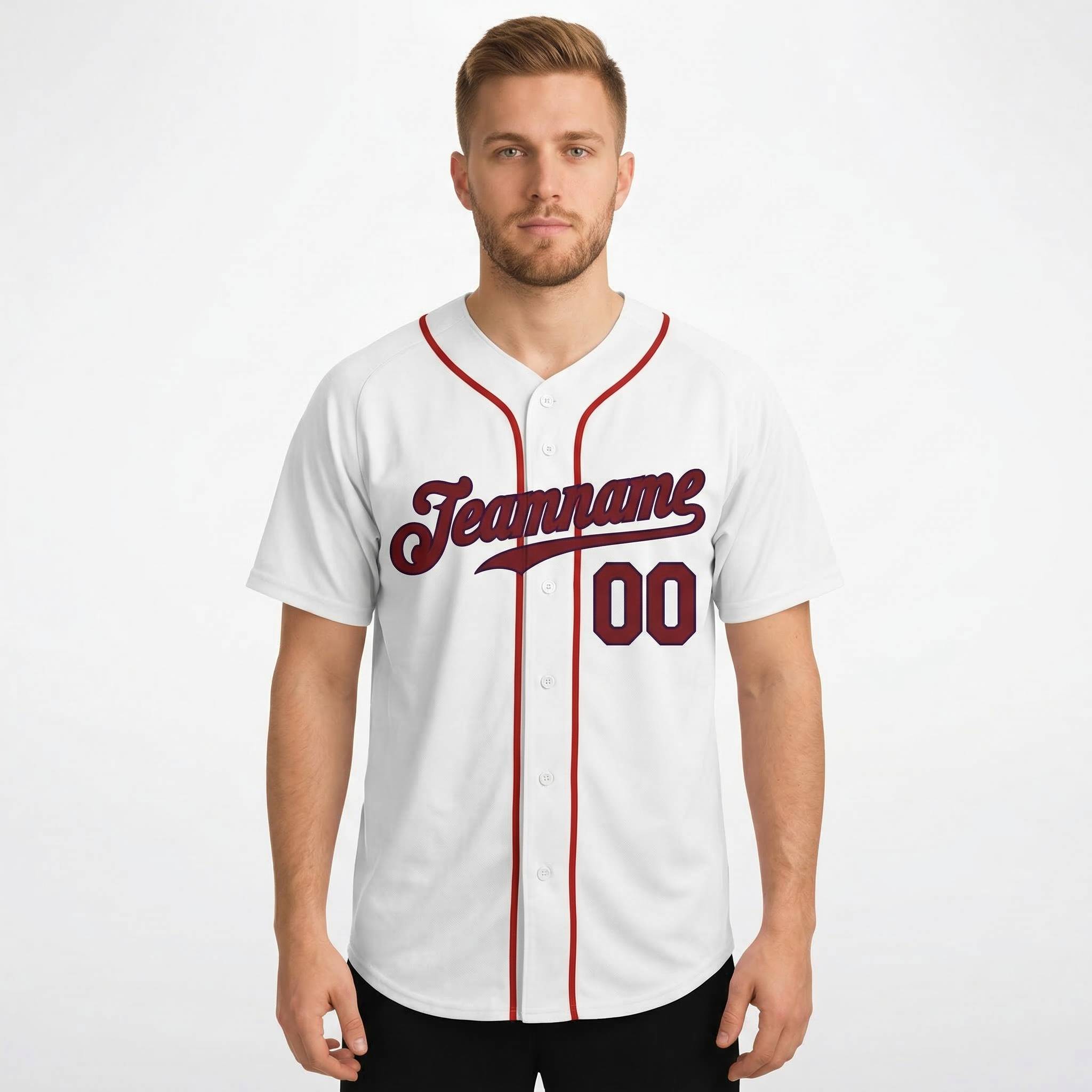 Custom White & Red/Navy Classic Fashion Baseball Jersey