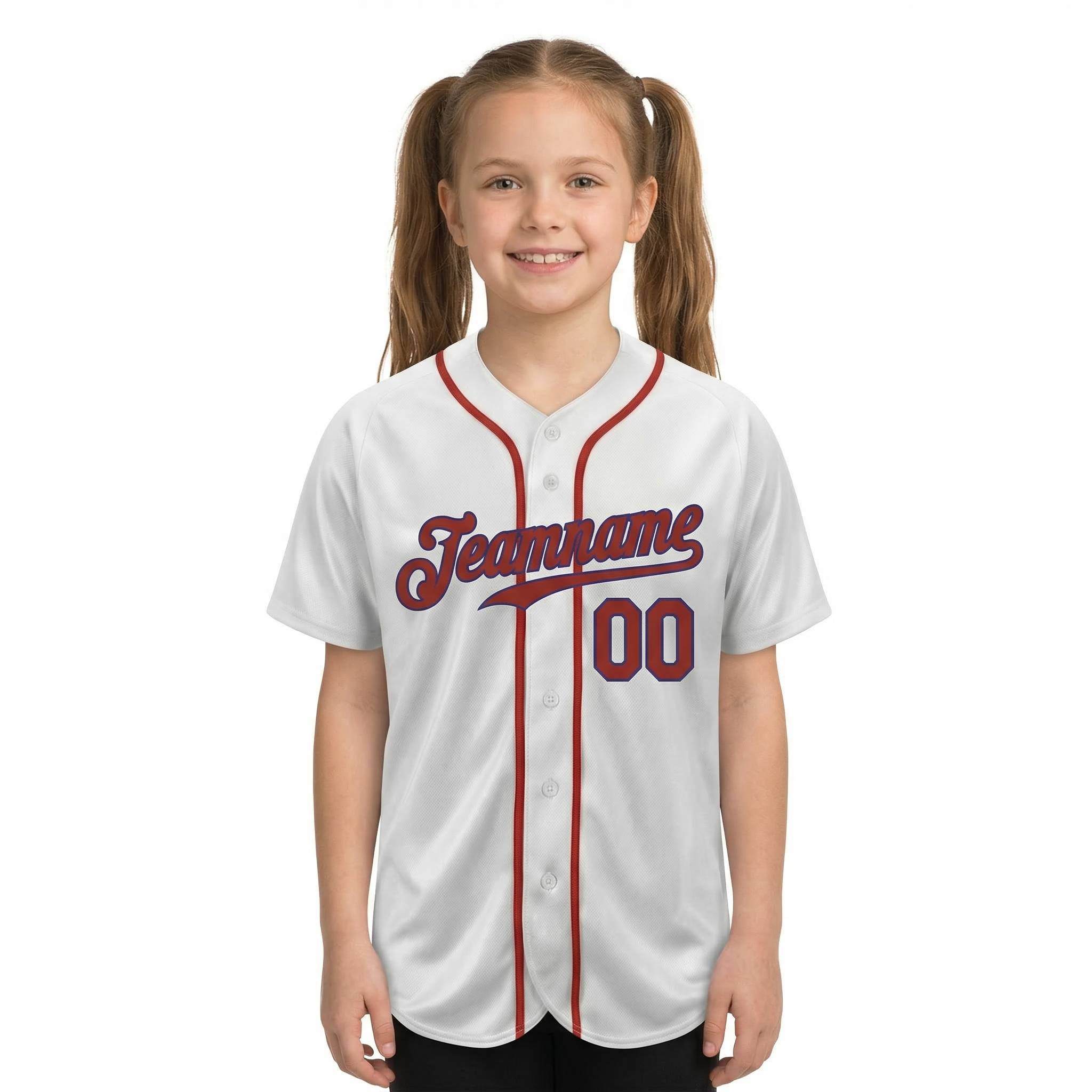 Custom White & Red/Navy Classic Fashion Baseball Jersey