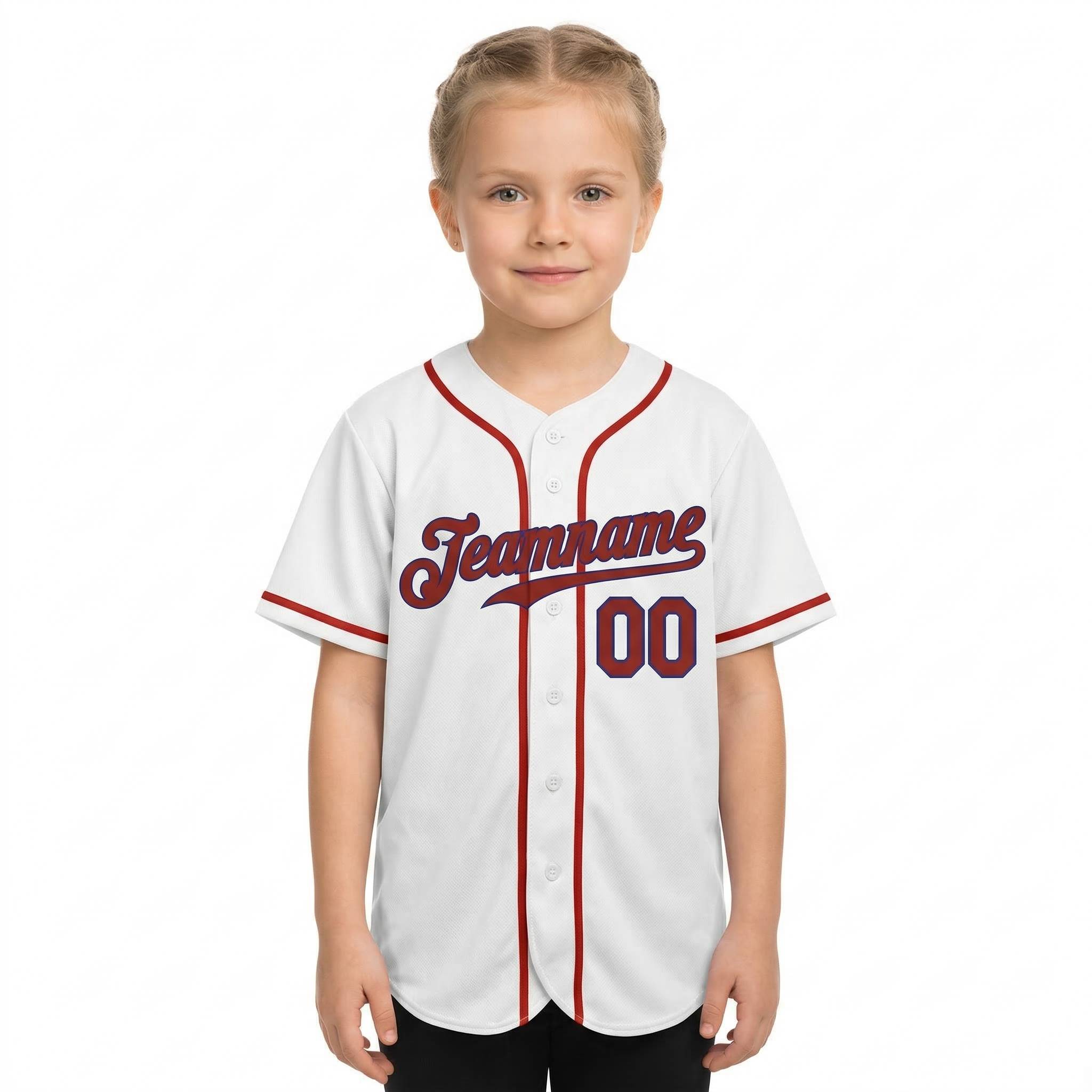 Custom White & Red/Navy Classic Fashion Baseball Jersey