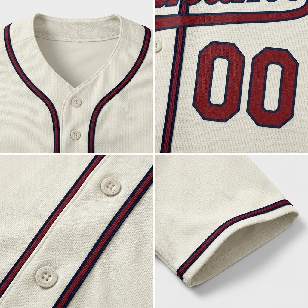 Custom White & Red/Navy Classic Fashion Baseball Jersey