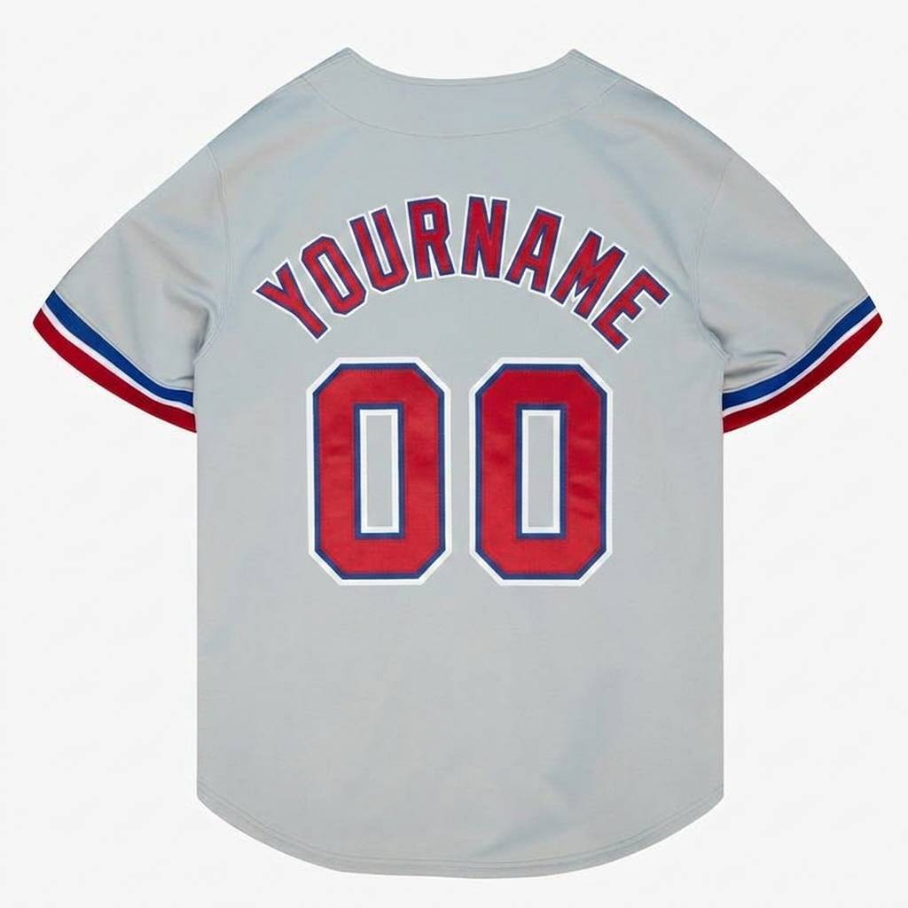 Custom Grey & Red/Royal Baseball Classic Jersey