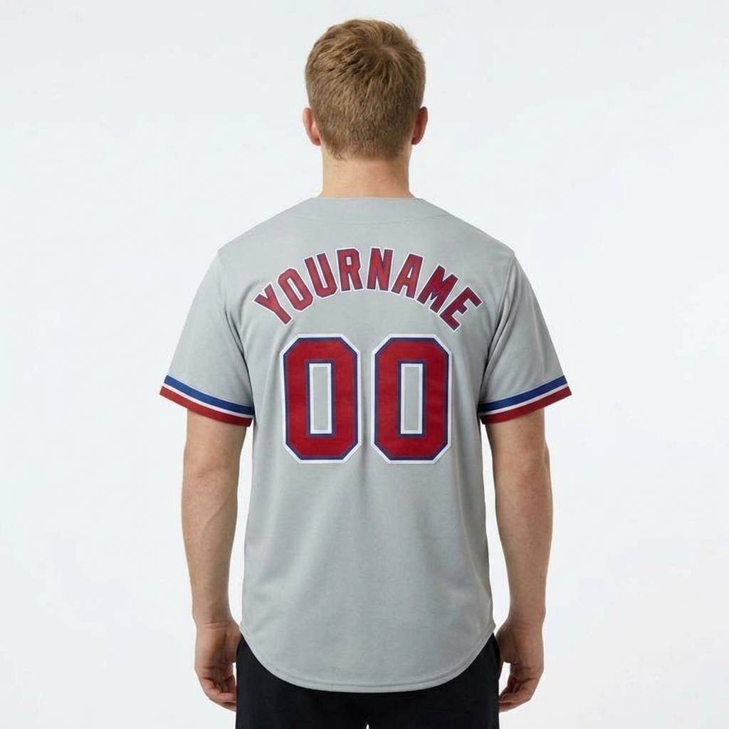 Custom Grey & Red/Royal Baseball Classic Jersey