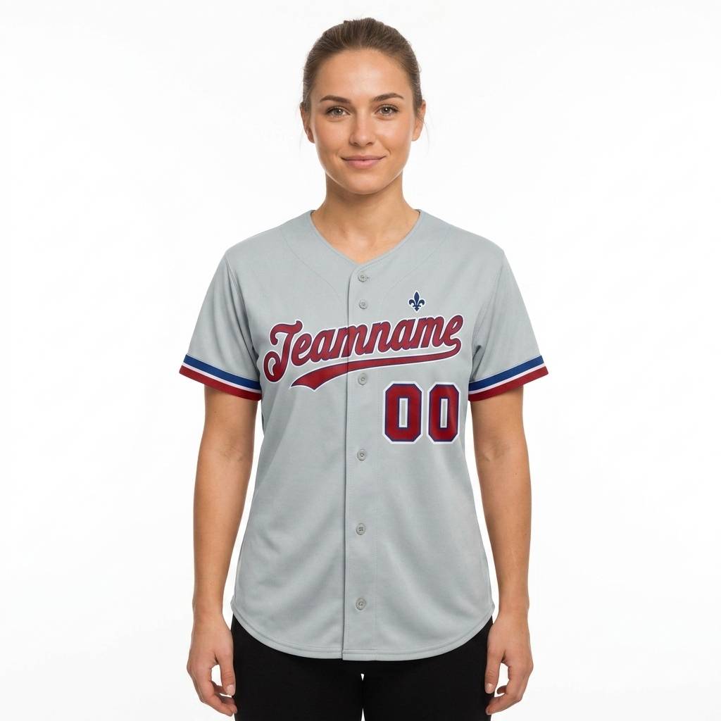 Custom Grey & Red/Royal Baseball Classic Jersey
