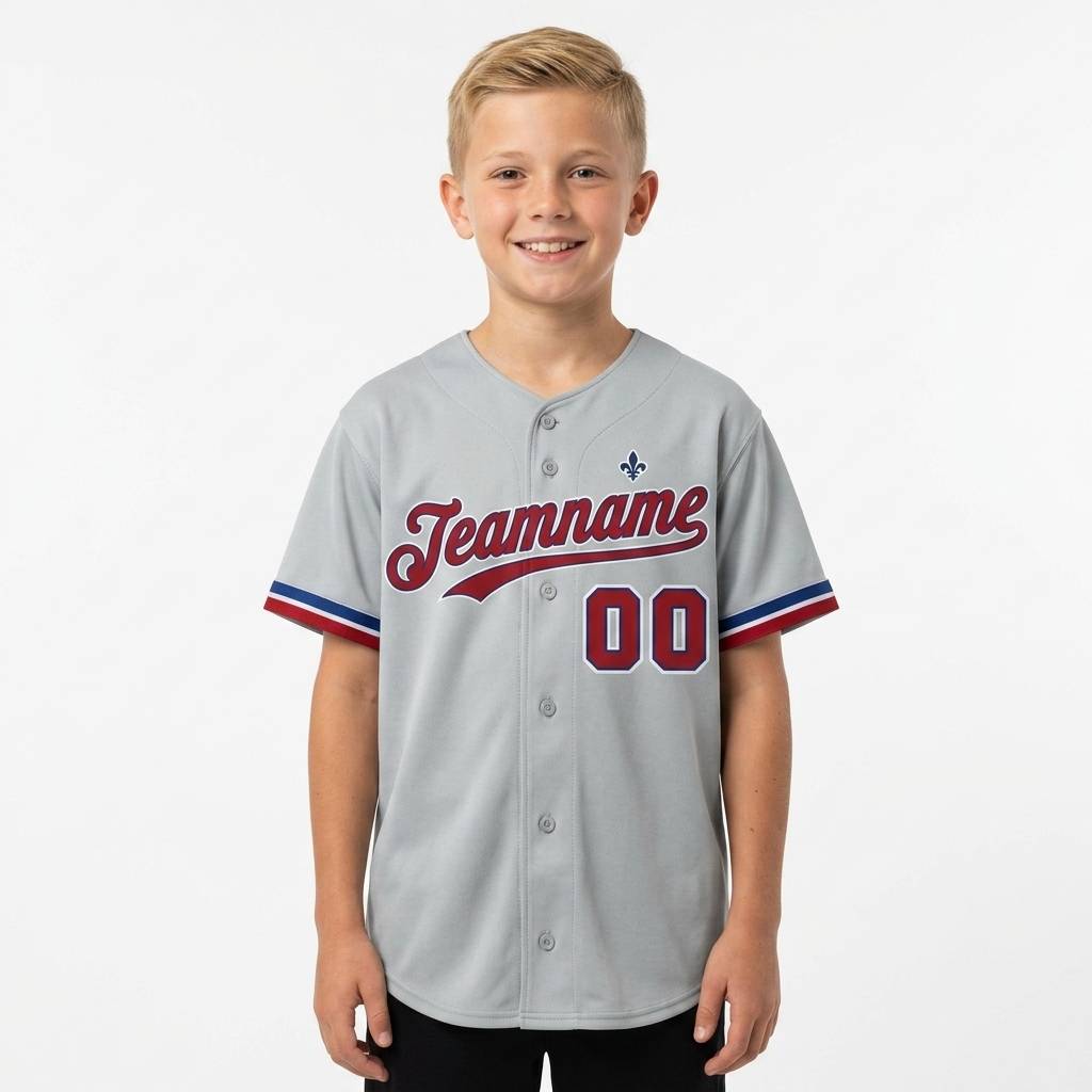 Custom Grey & Red/Royal Baseball Classic Jersey