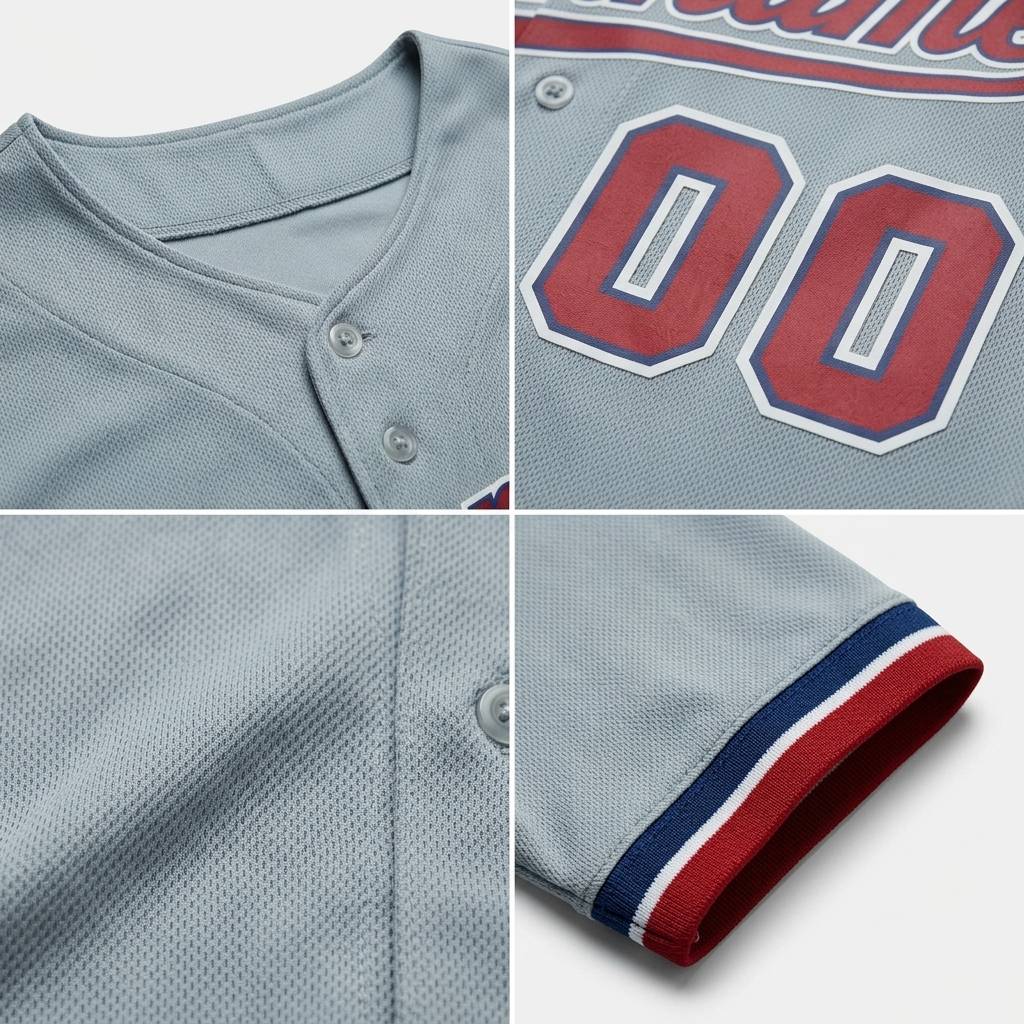 Custom Grey & Red/Royal Baseball Classic Jersey