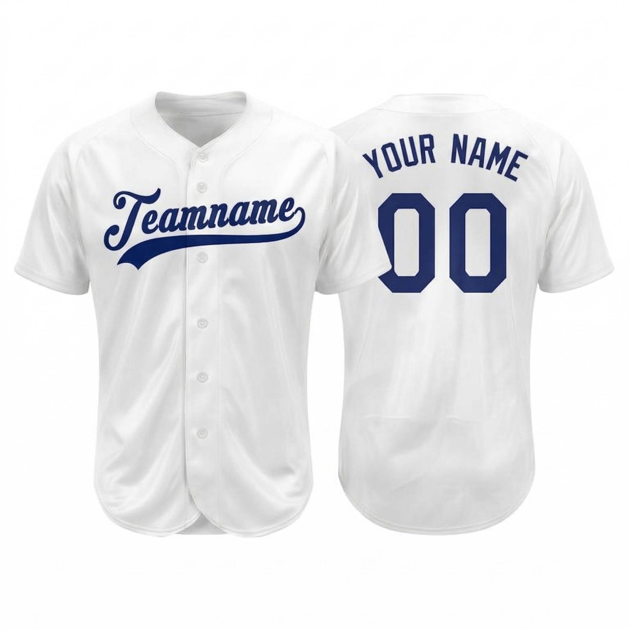 Custom White & Royal Baseball Jersey