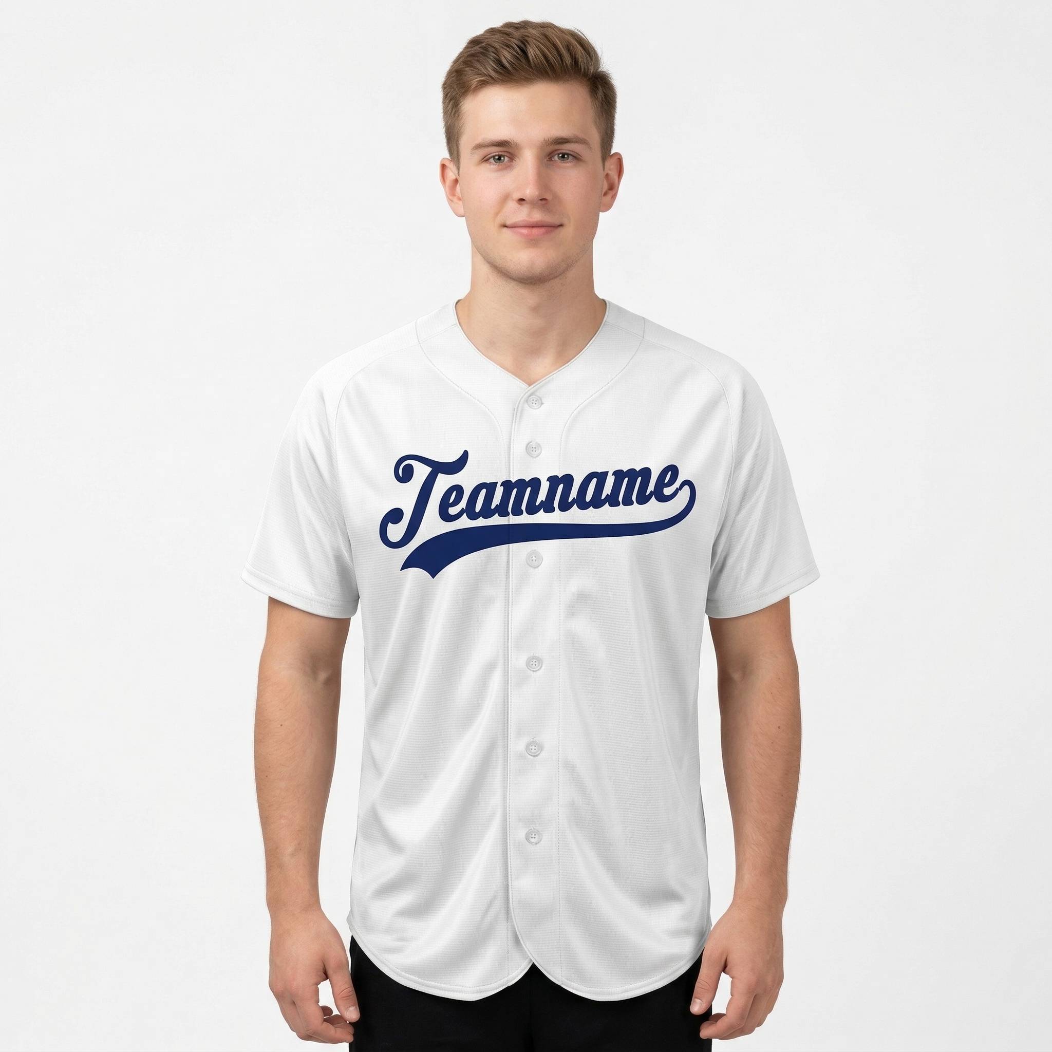 Custom White & Royal Baseball Jersey