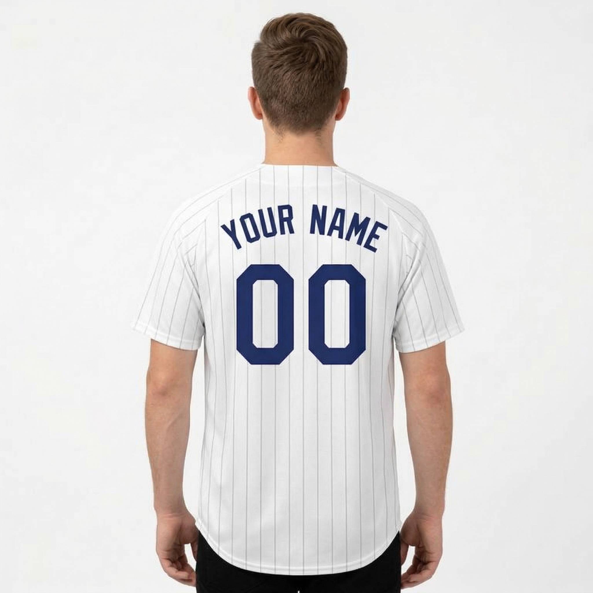 Custom White & Royal Baseball Jersey