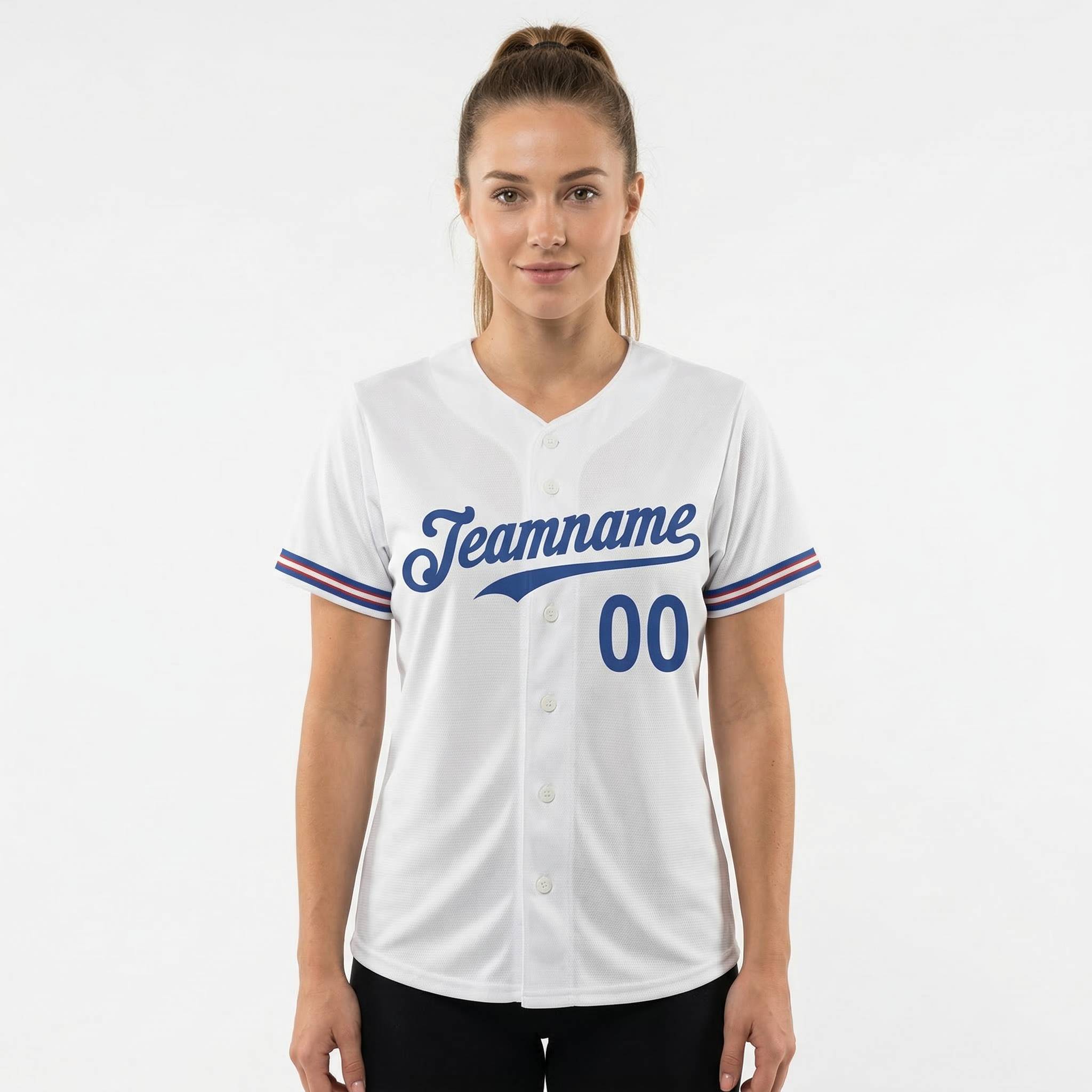 Custom White & Royal Blue Classic Fashion Baseball Jersey