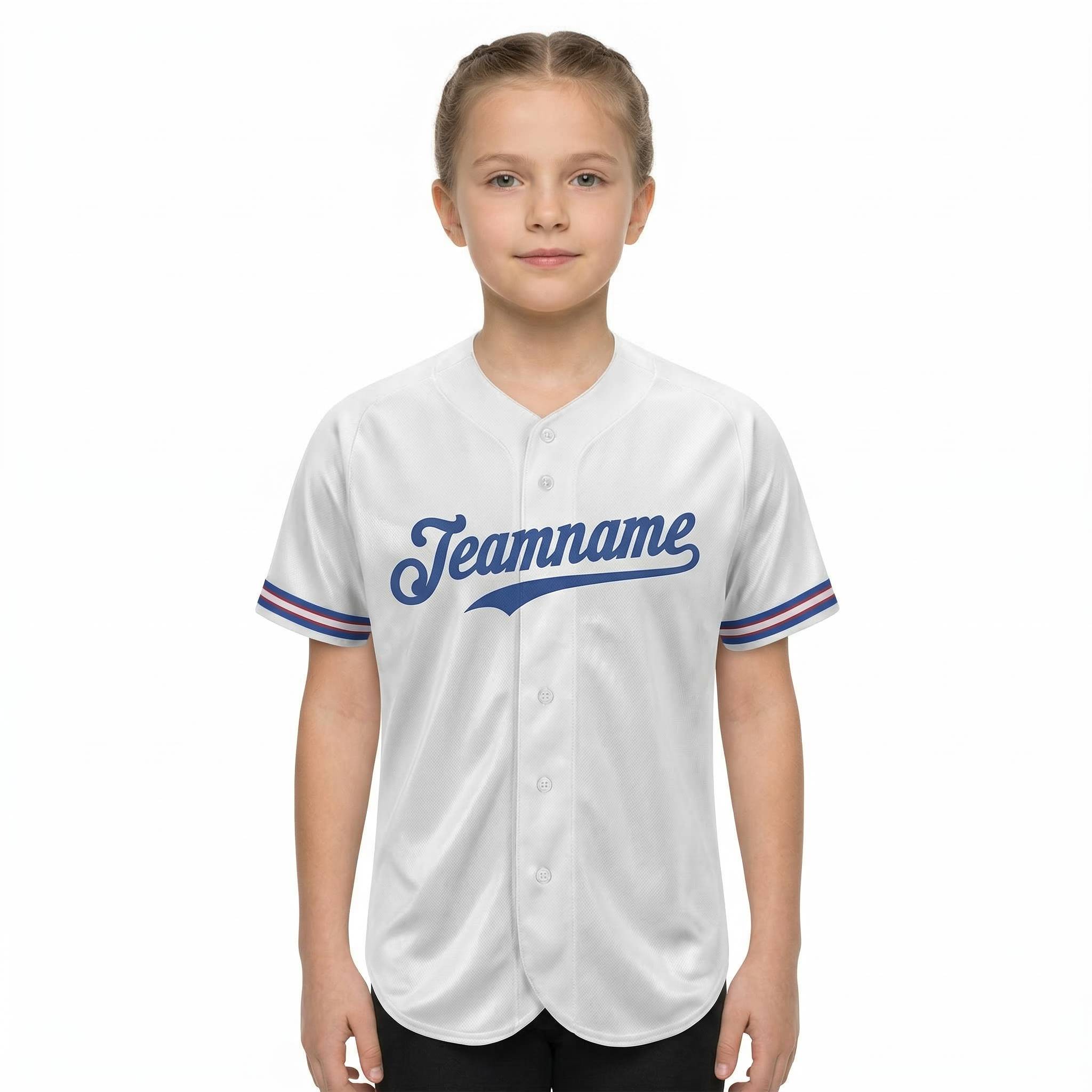 Custom White & Royal Blue Classic Fashion Baseball Jersey