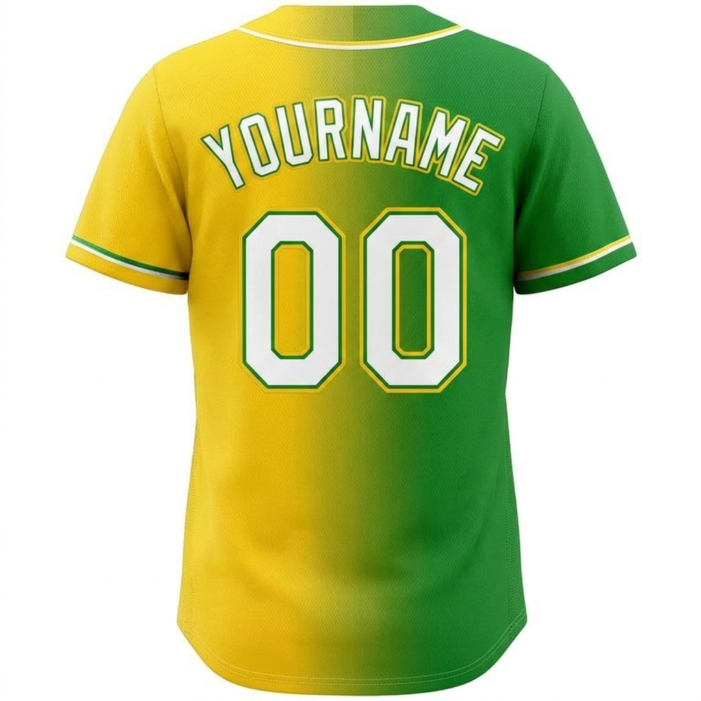 Custom Yellow & Green/White Gradient Fashion Baseball Jersey