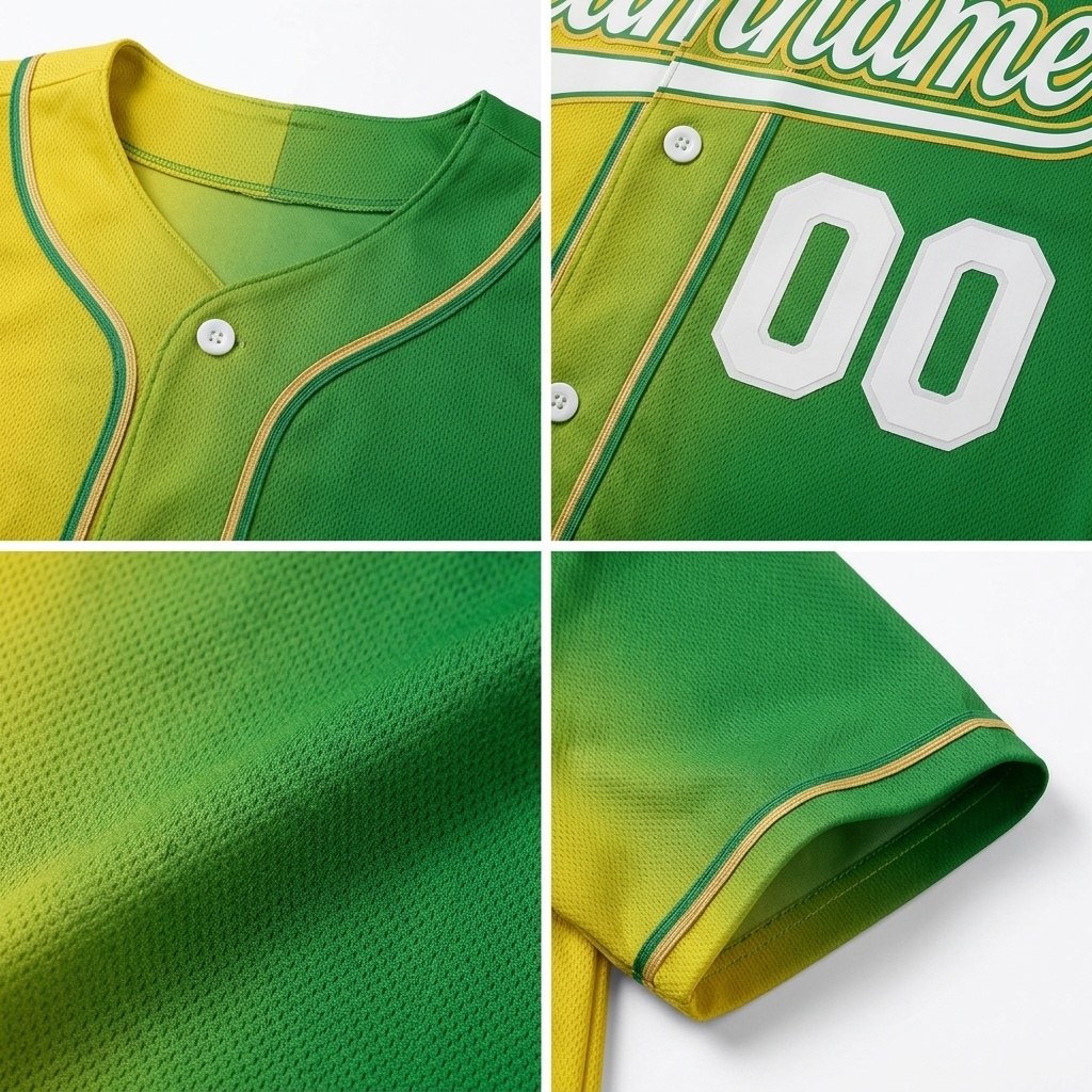 Custom Yellow & Green/White Gradient Fashion Baseball Jersey