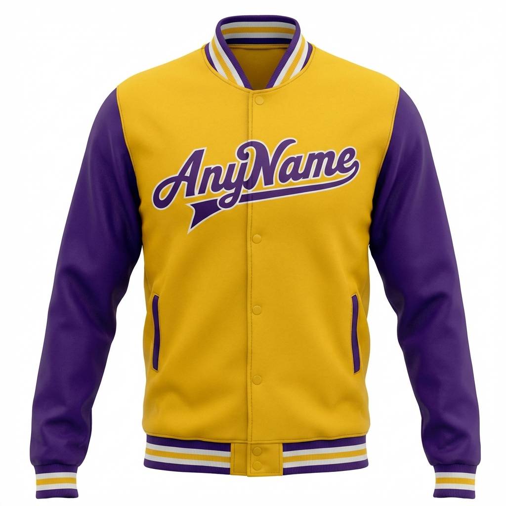 Custom Yellow & Purple/White Full-Snap Raglan Sleeve Fleece Jacket