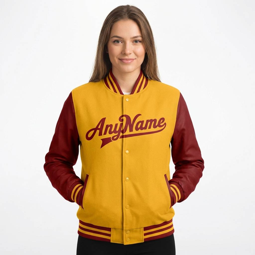 Custom Yellow & Red Full-Snap Raglan Sleeve Fleece Jacket