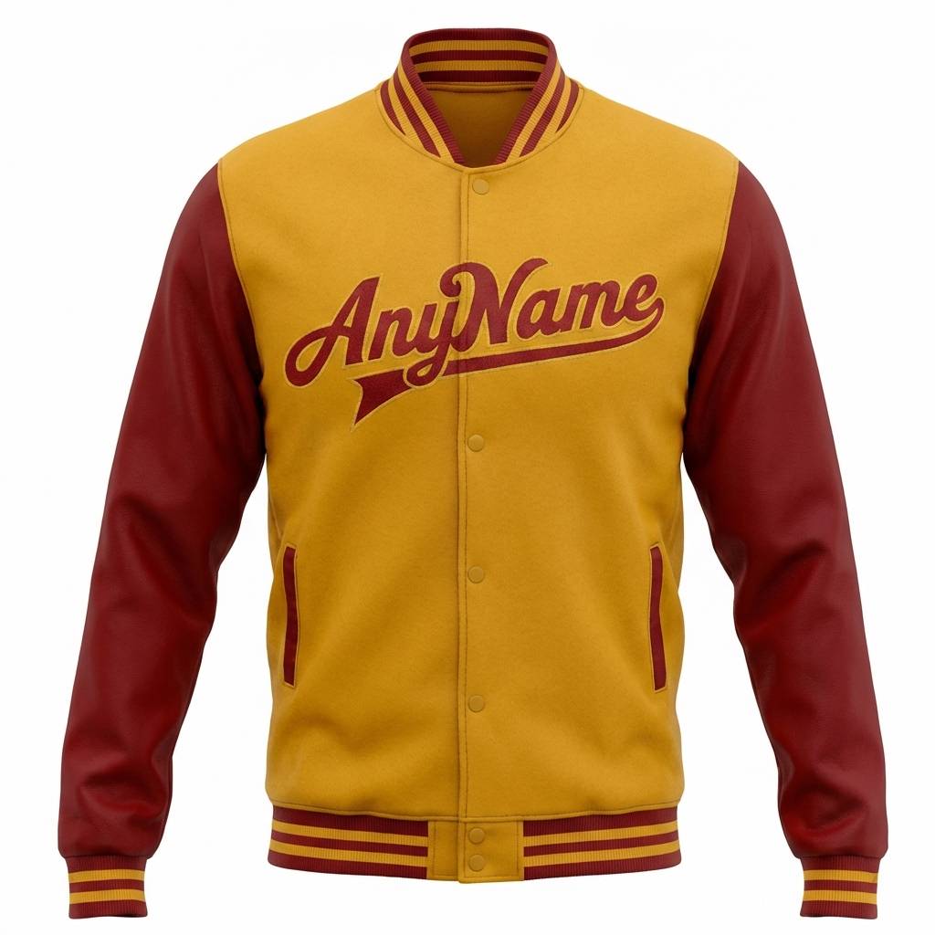 Custom Yellow & Red Full-Snap Raglan Sleeve Fleece Jacket