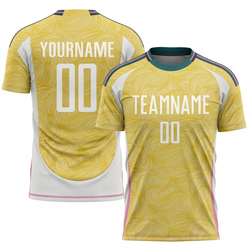 Custom Yellow & White/Teal Custom Soccer Jersey