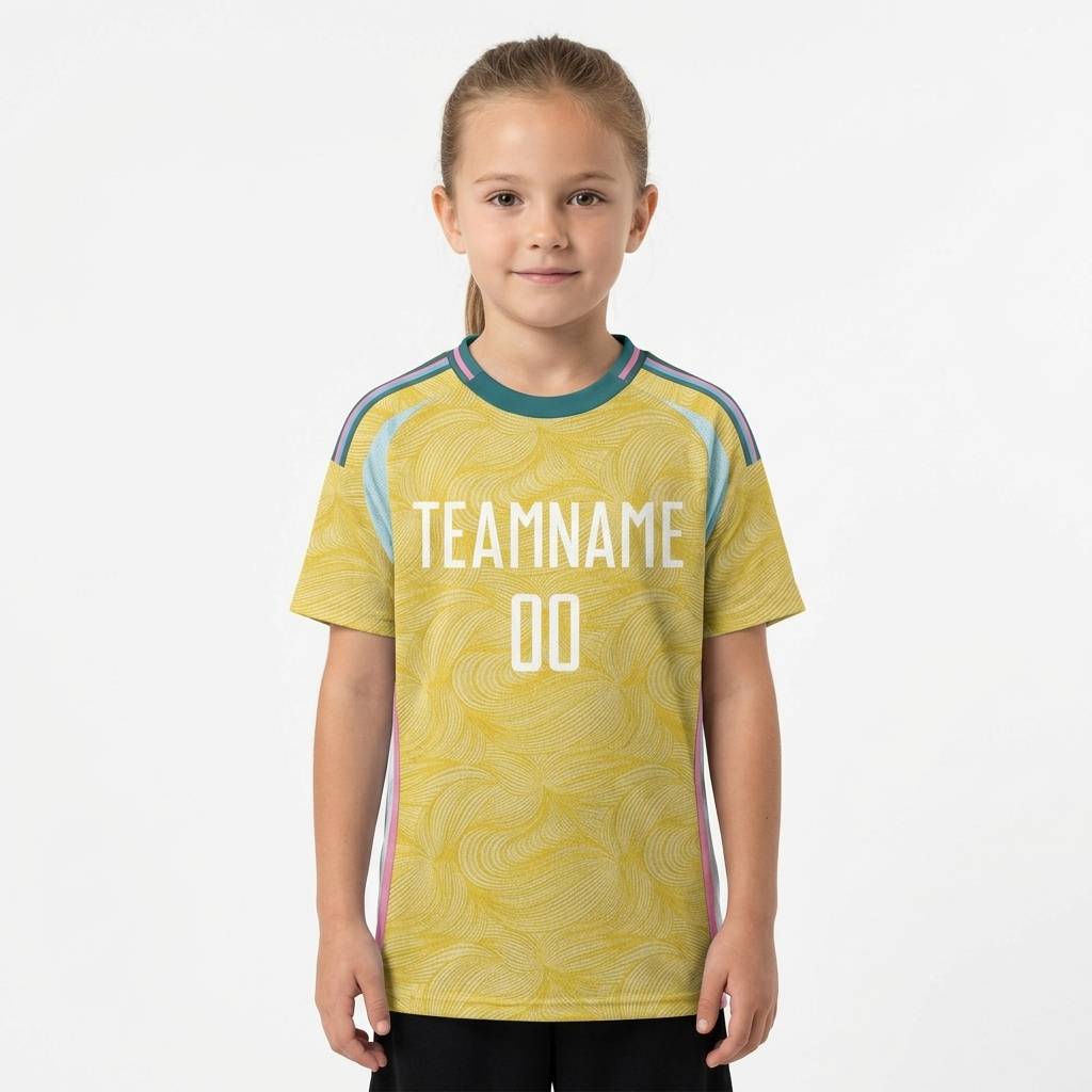 Custom Yellow & White/Teal Custom Soccer Jersey