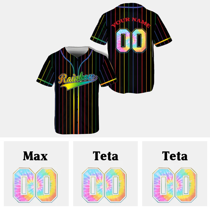 LGBT Custom Rainbow Striped Baseball Jersey