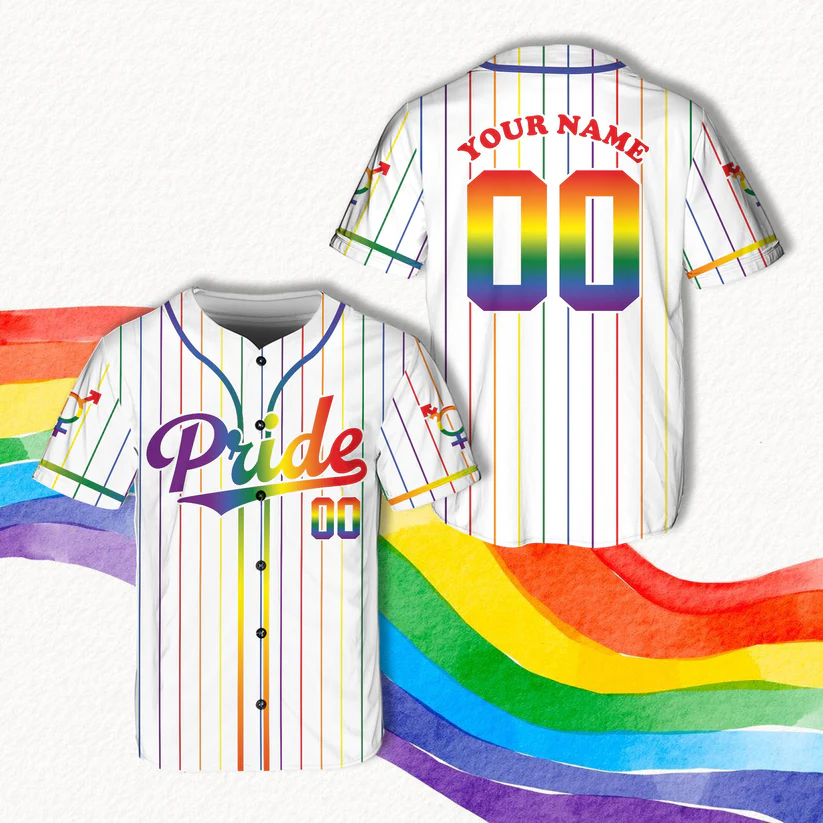 LGBTQ Baseball Jersey Rainbow Matching Game Day