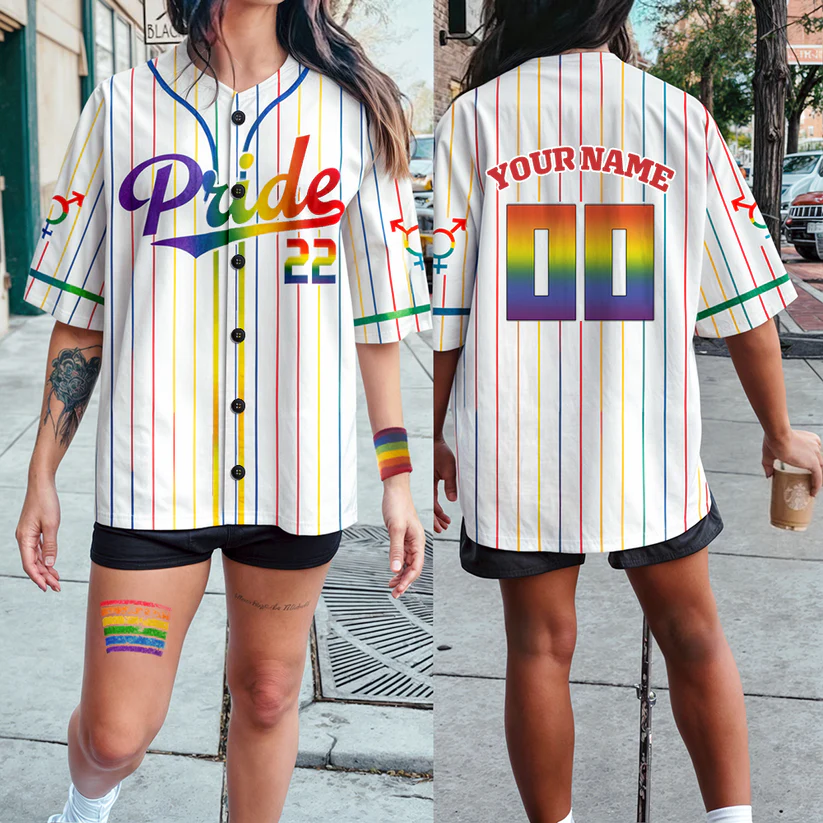 LGBTQ Baseball Jersey Rainbow Matching Game Day