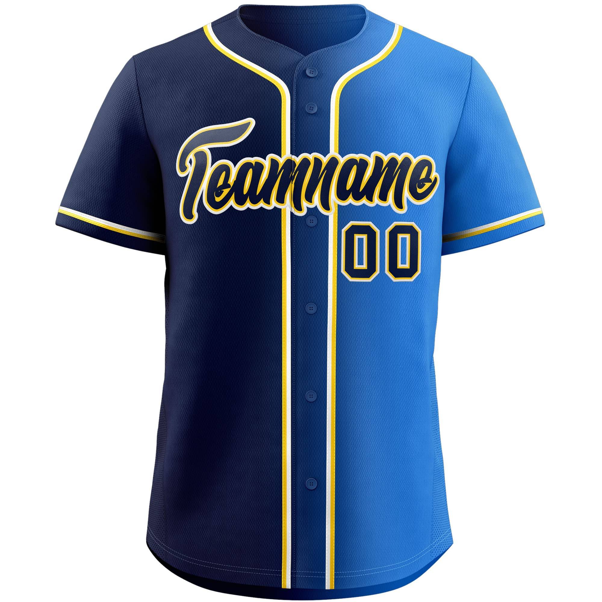 Custom Navy & Blue Gradient Fashion Baseball Jersey