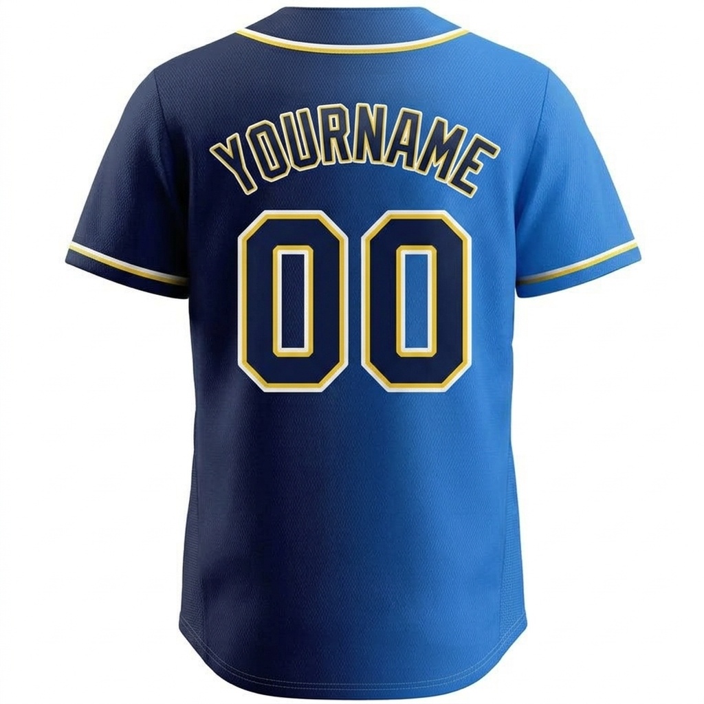 Custom Navy & Blue Gradient Fashion Baseball Jersey