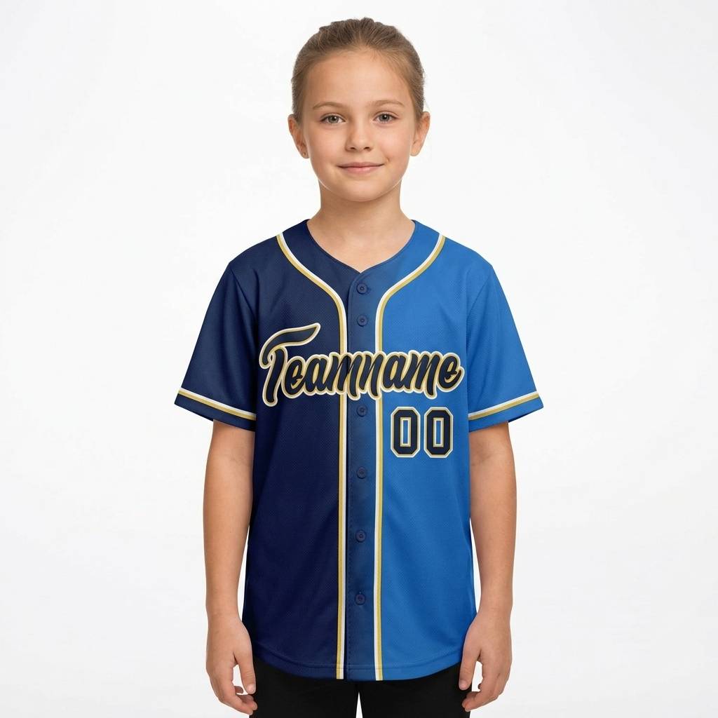 Custom Navy & Blue Gradient Fashion Baseball Jersey