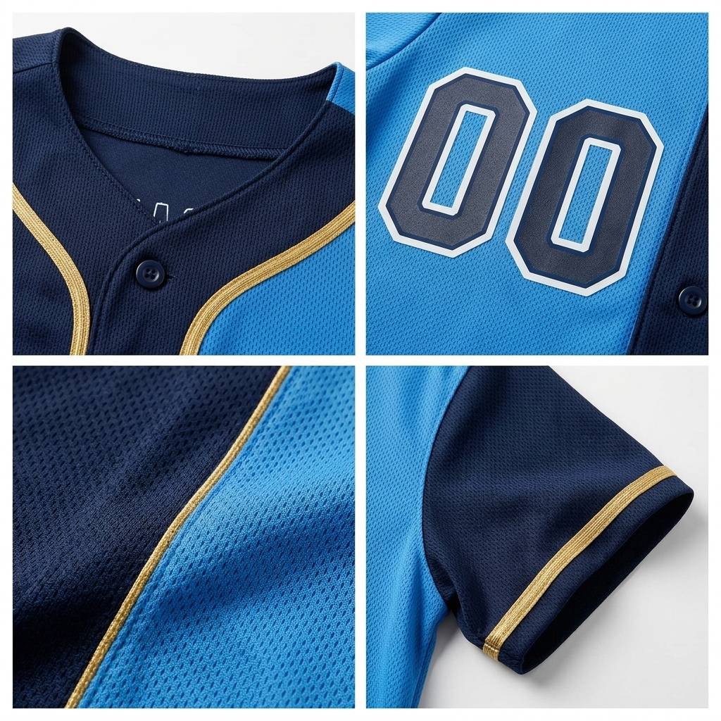 Custom Navy & Blue Gradient Fashion Baseball Jersey