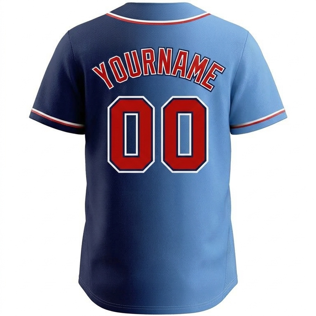 Custom Navy & Light Blue Gradient Fashion Baseball Jersey
