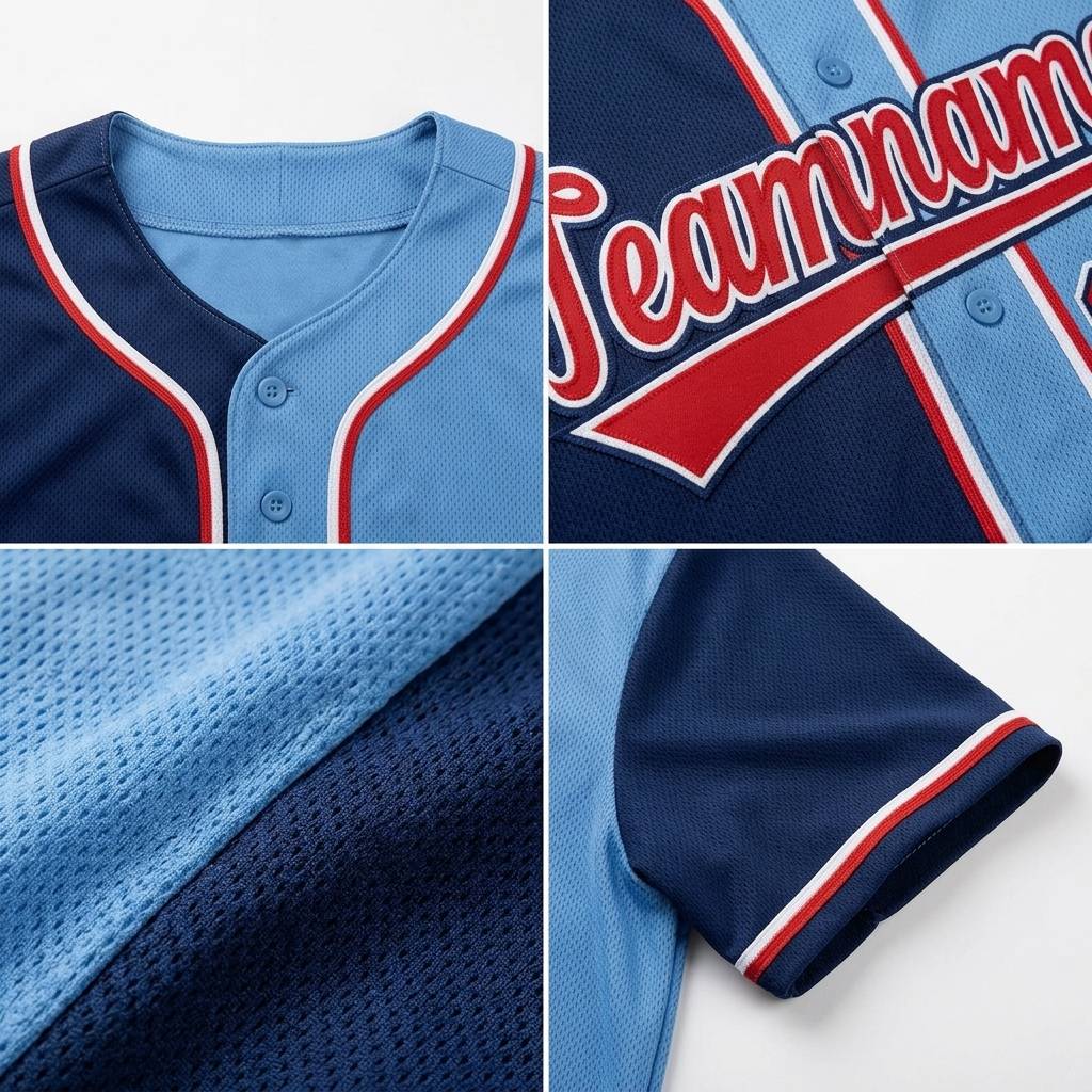Custom Navy & Light Blue Gradient Fashion Baseball Jersey