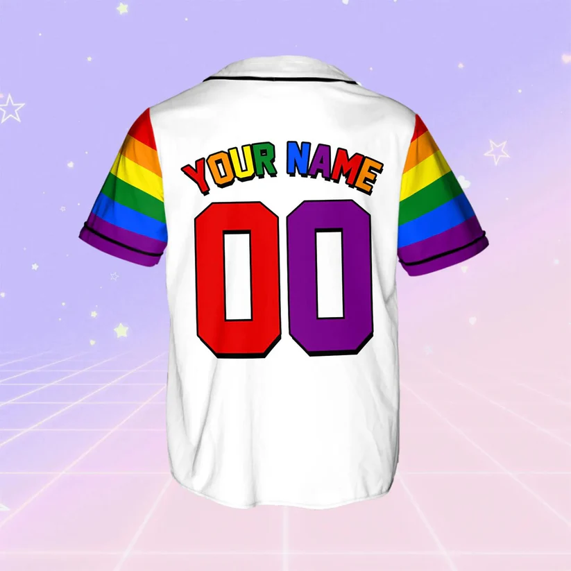 Personalized LGBT Team Pride Month White Jersey