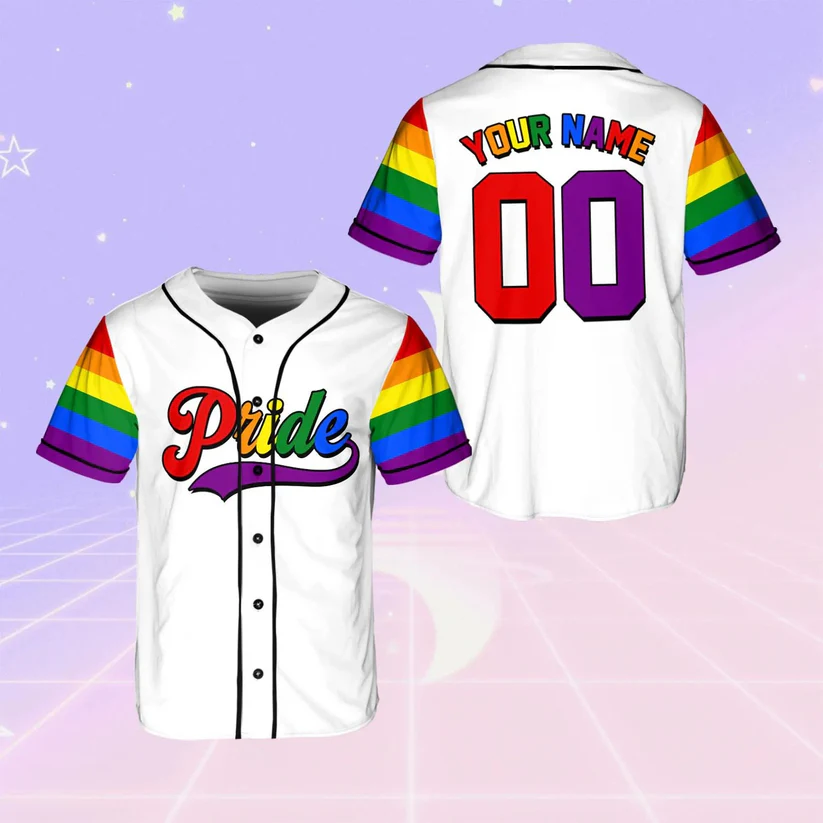 Personalized LGBT Team Pride Month White Jersey