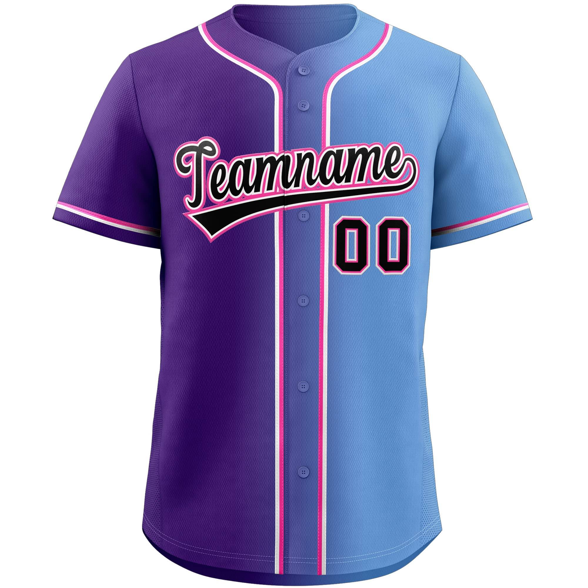 Custom Purple & Light Blue-Pink Gradient Fashion Baseball Jersey