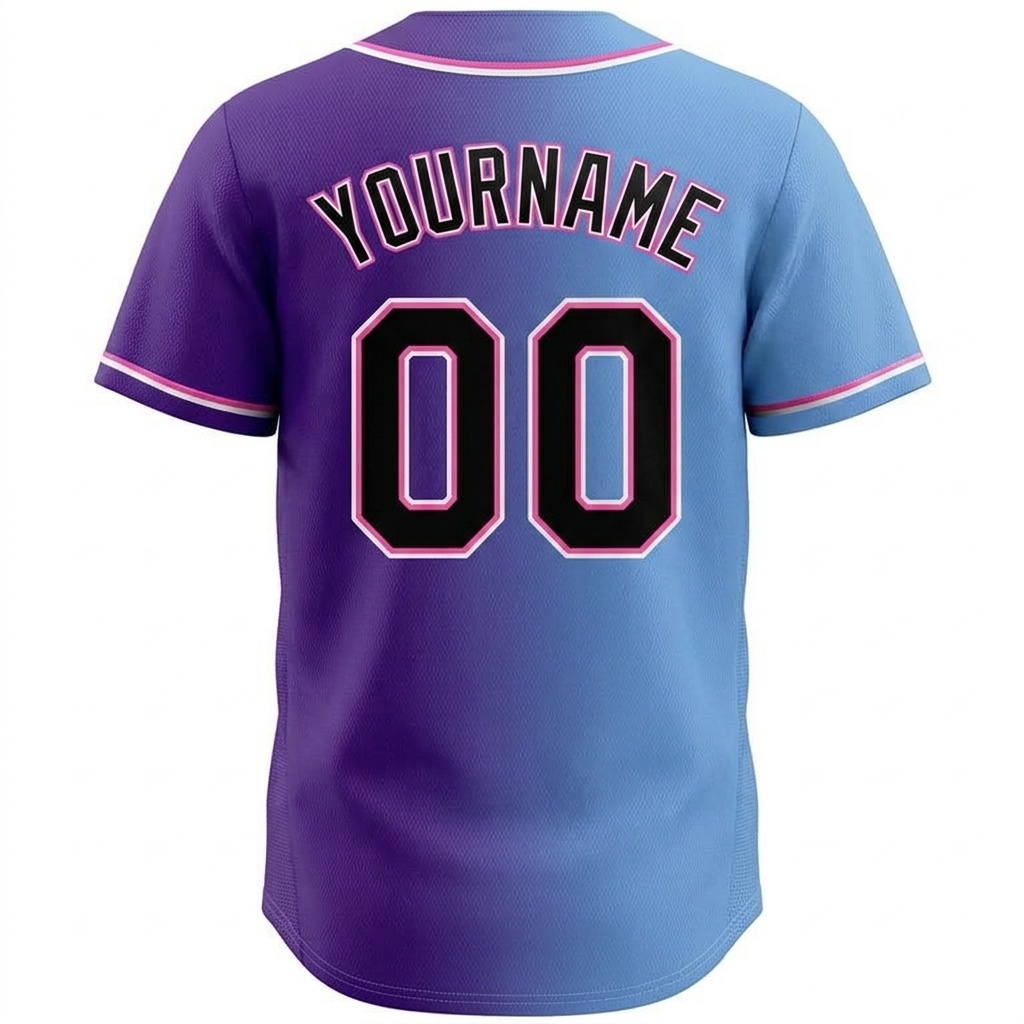 Custom Purple & Light Blue-Pink Gradient Fashion Baseball Jersey
