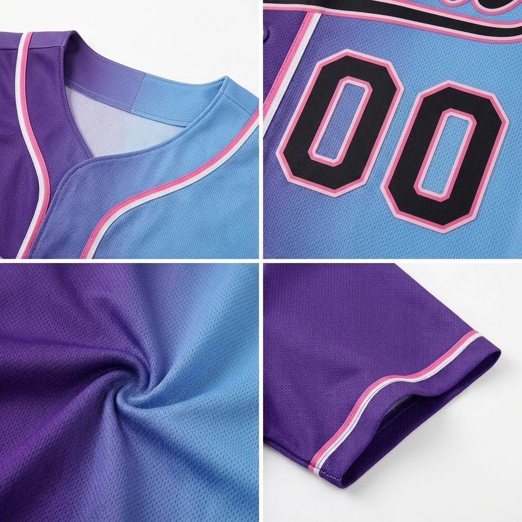Custom Purple & Light Blue-Pink Gradient Fashion Baseball Jersey