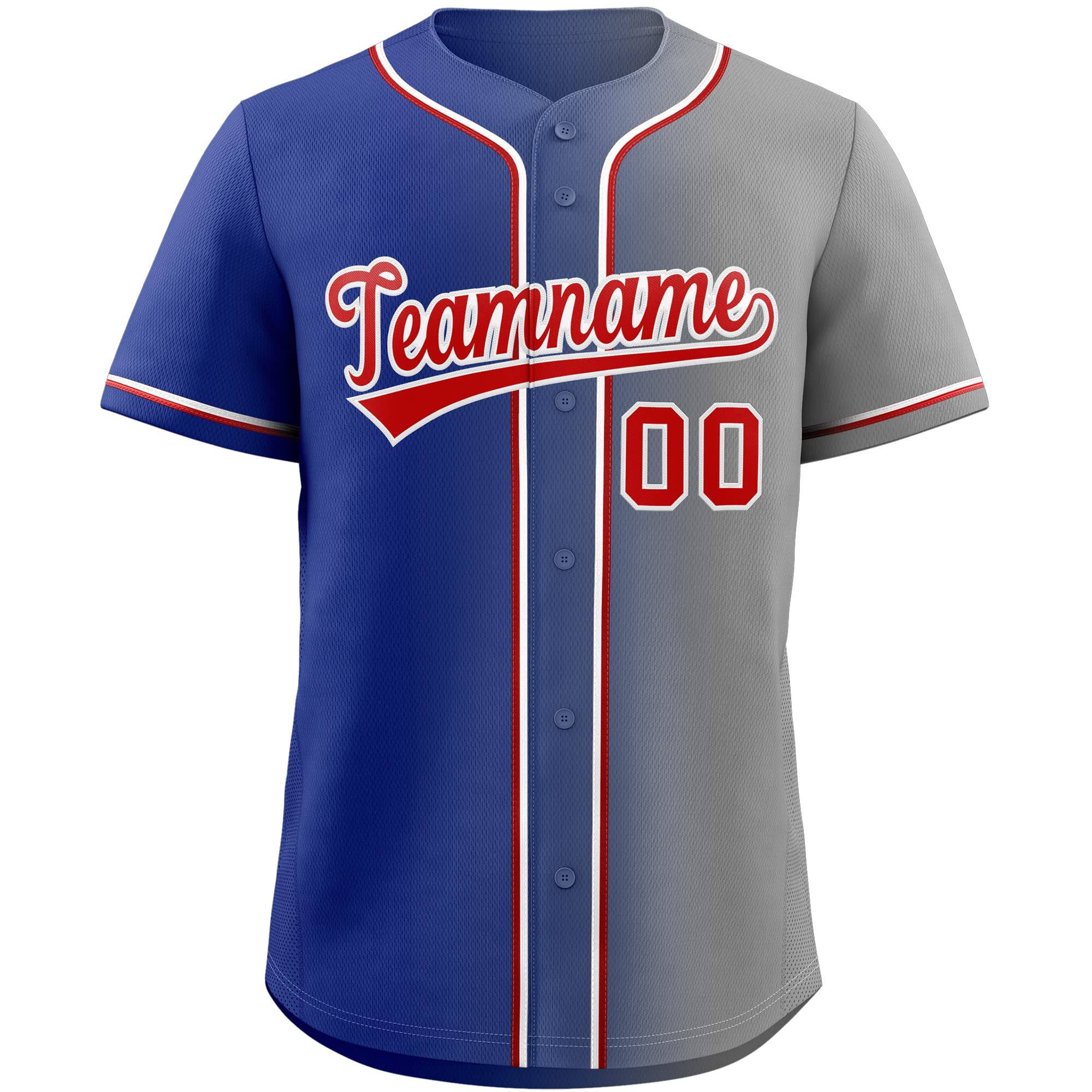 Custom Royal & Grey-Red Gradient Fashion Baseball Jersey