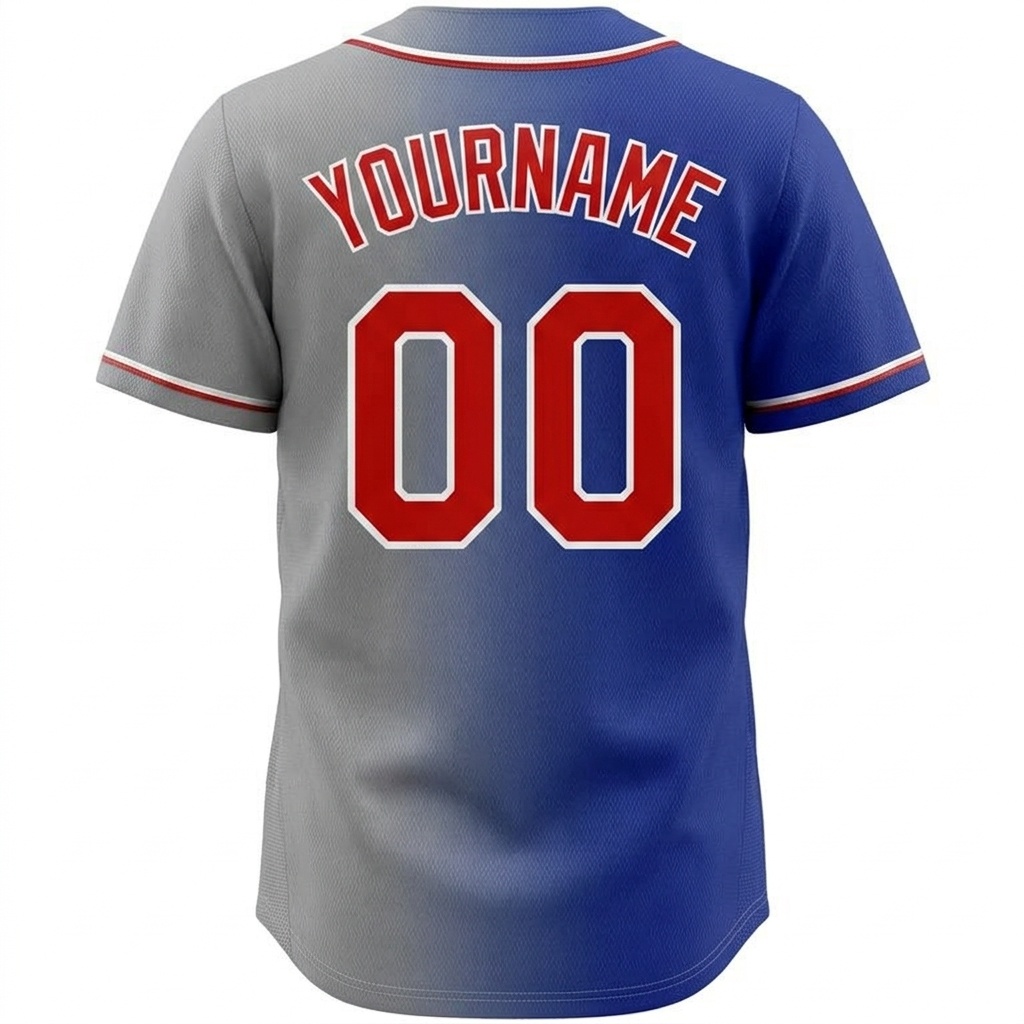 Custom Royal & Grey-Red Gradient Fashion Baseball Jersey