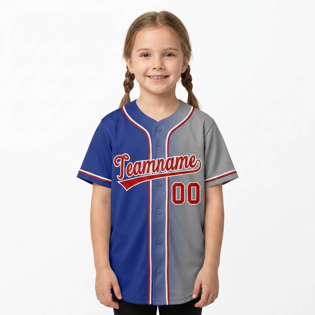 Custom Royal & Grey-Red Gradient Fashion Baseball Jersey