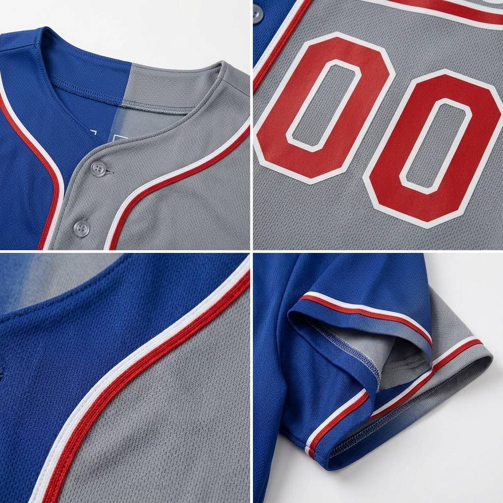 Custom Royal & Grey-Red Gradient Fashion Baseball Jersey